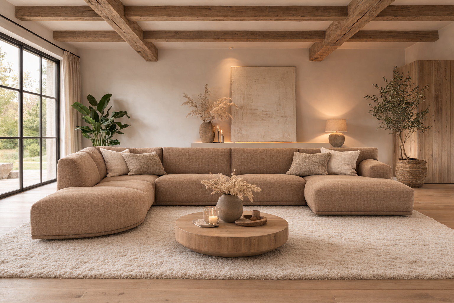 Bank Cream in een woonkamer-sfeerbeeld
