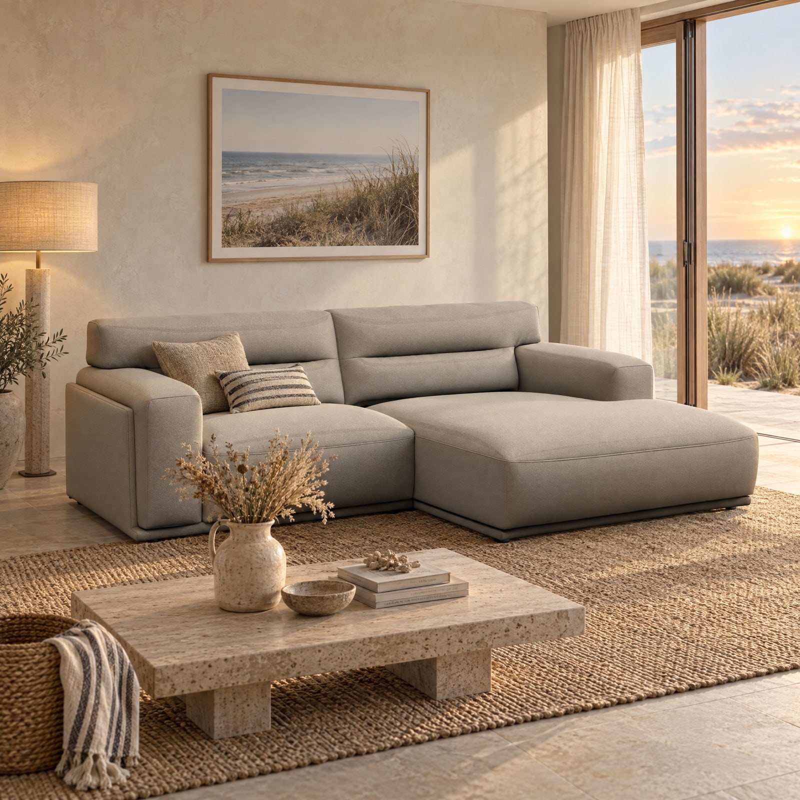 Sofa Carmel in olive green fabric