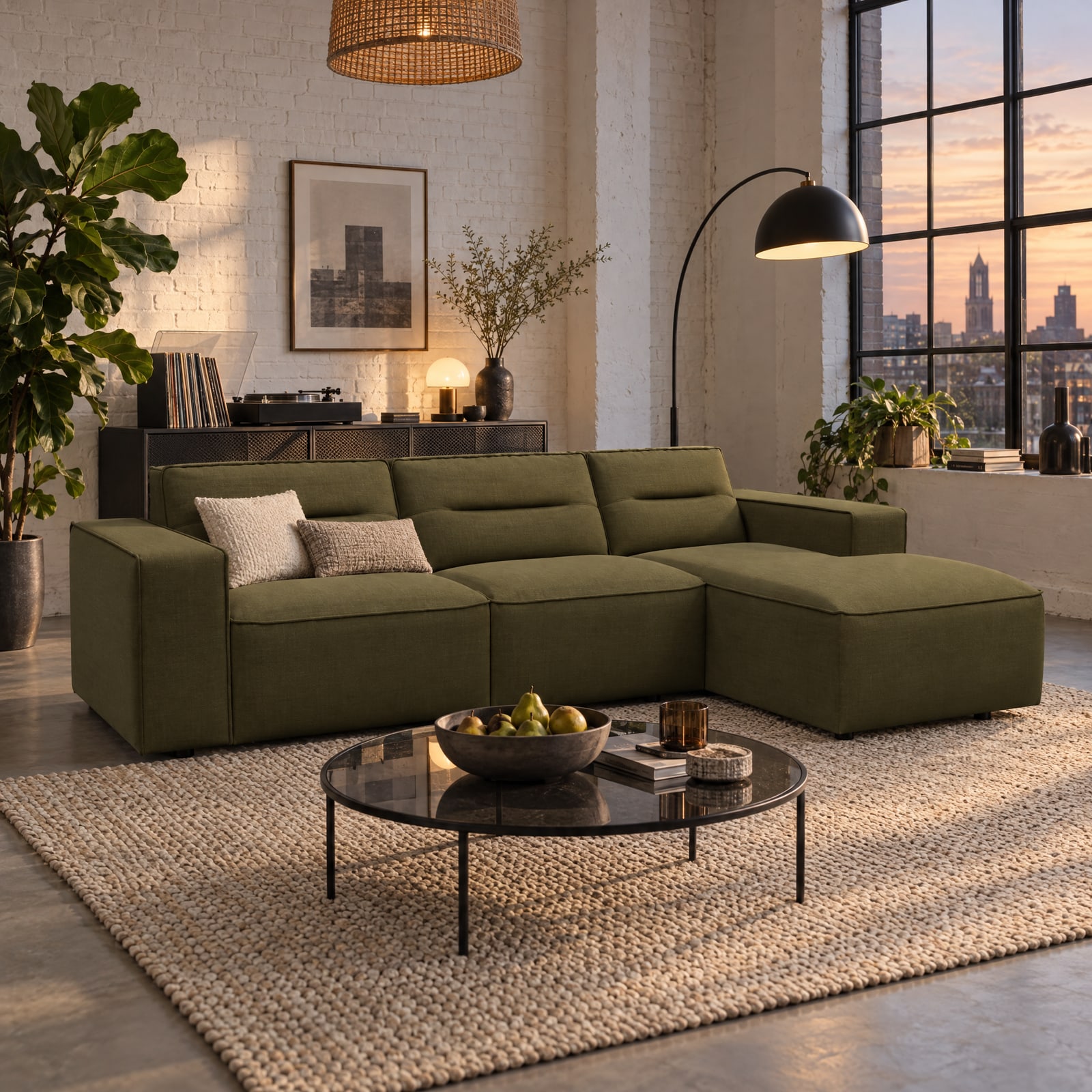 Sofa Detroit in terracotta fabric in a room setting