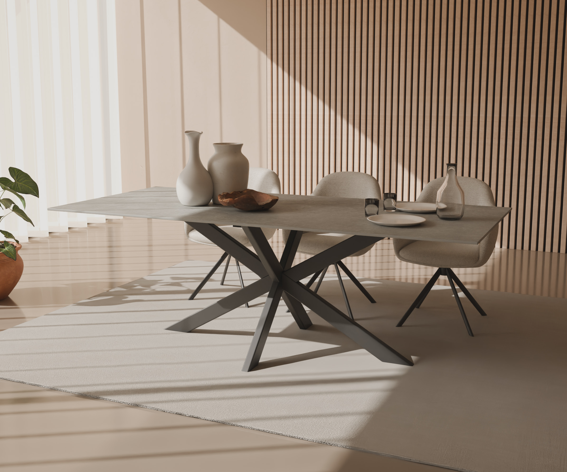 Rechthoekige keramieken tafel Riga 80x40 staal