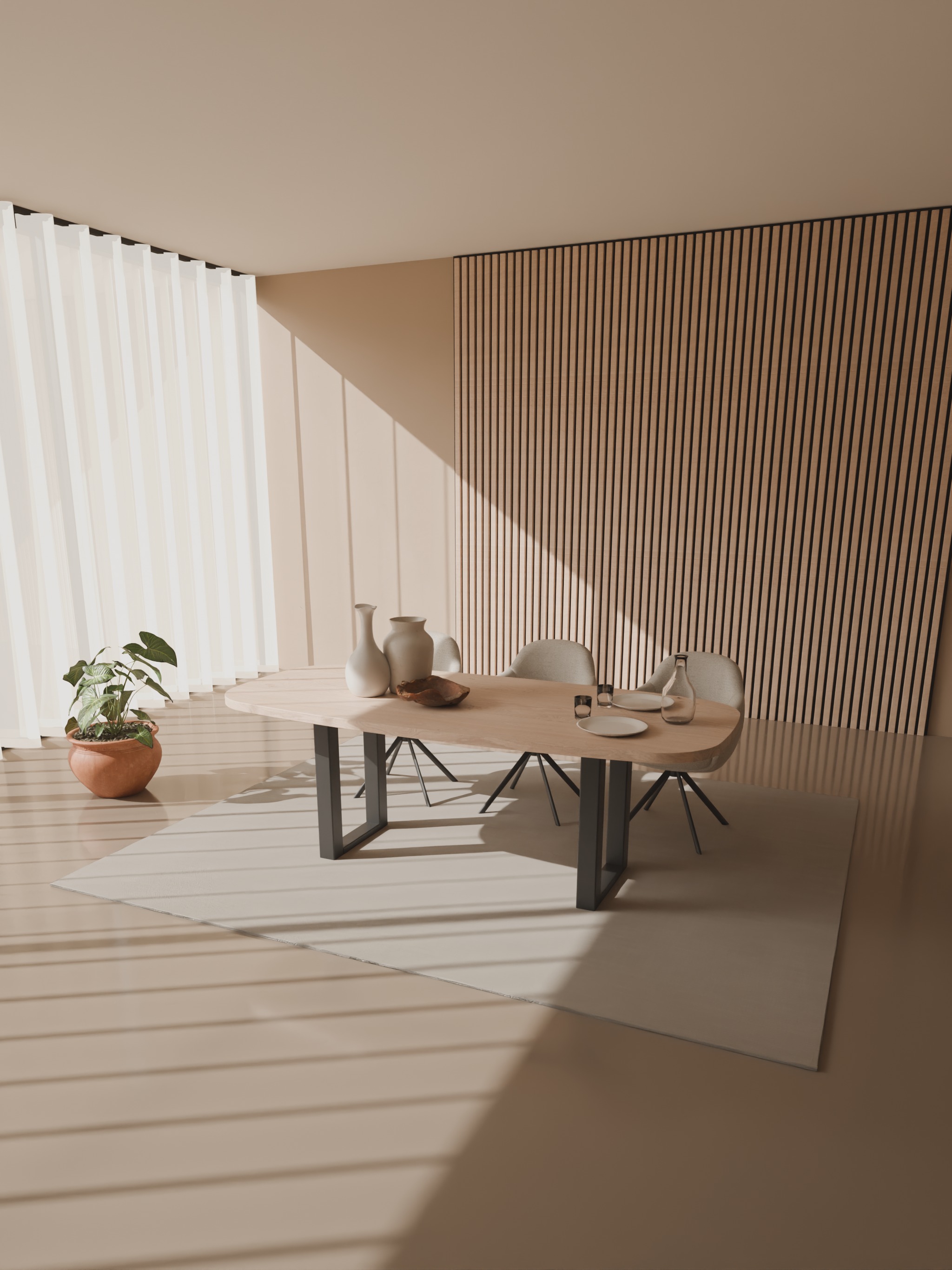 Deens ovale eikenhouten tafel Amsterdam staal