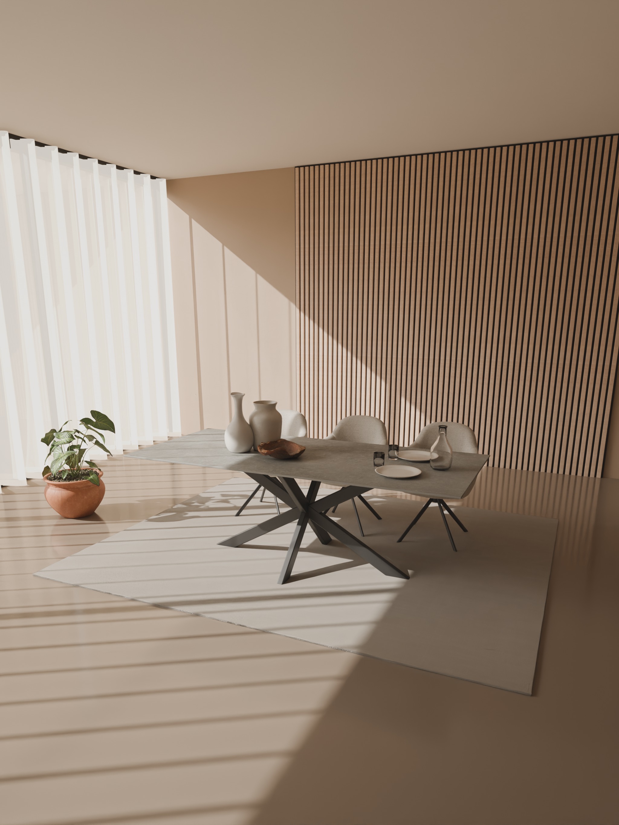 Rechthoekige keramieken tafel Riga 80x40 staal
