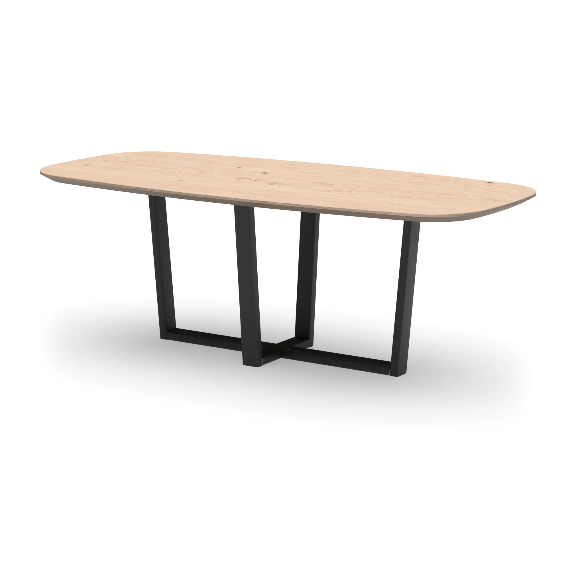 Deens ovale eikenhouten tafel Geneve staal