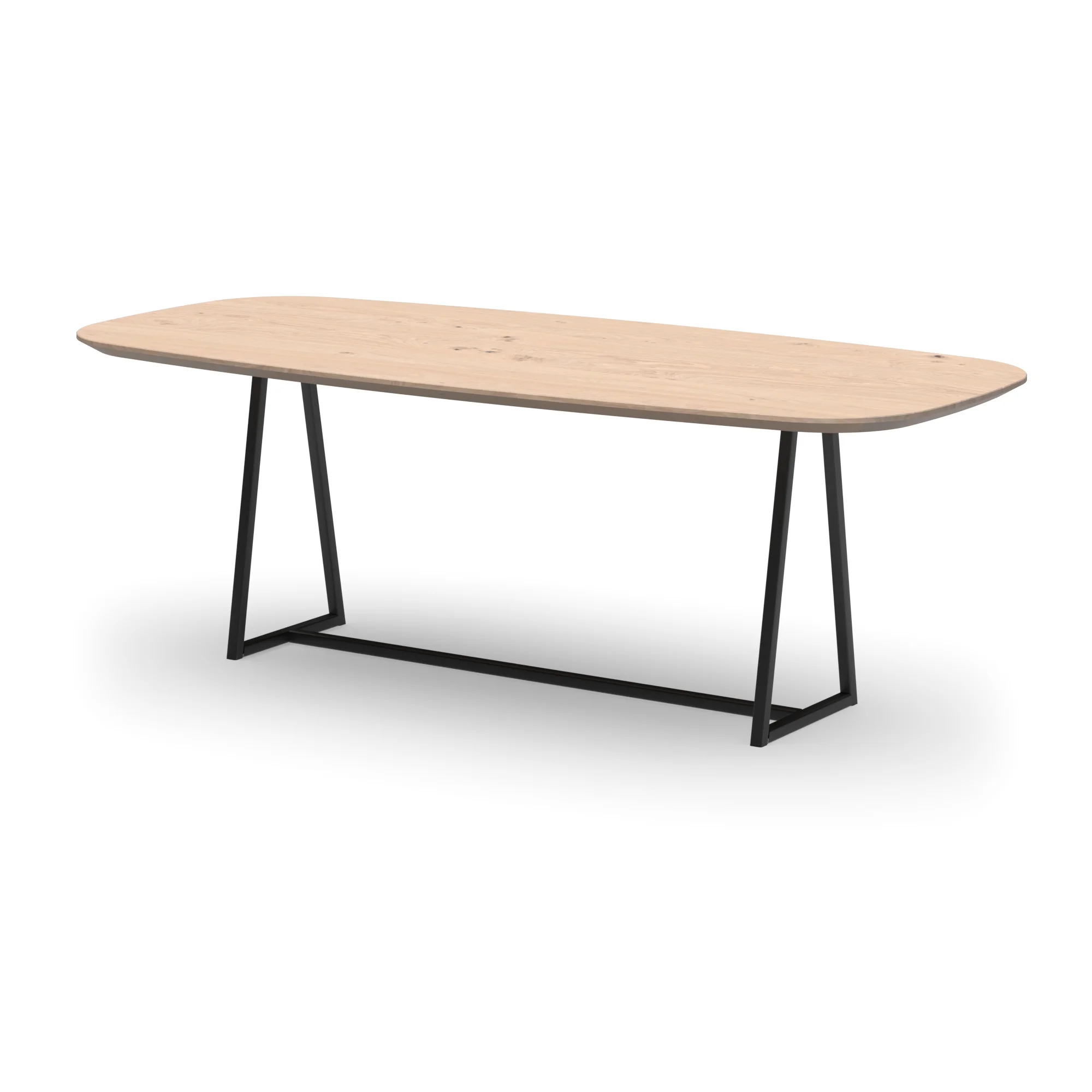 Deens ovale eikenhouten tafel Monaco staal
