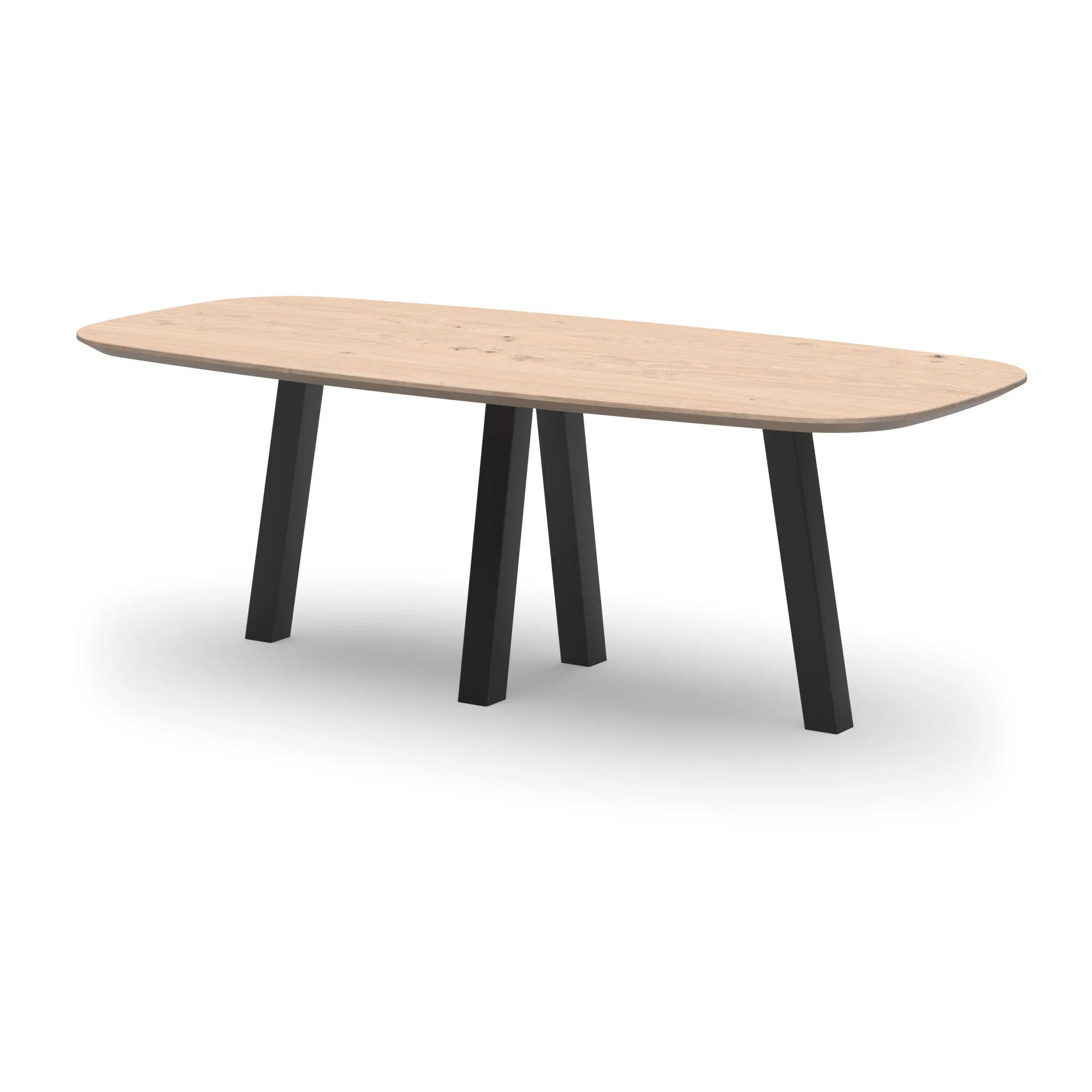 Deens ovale eikenhouten tafel Praag staal