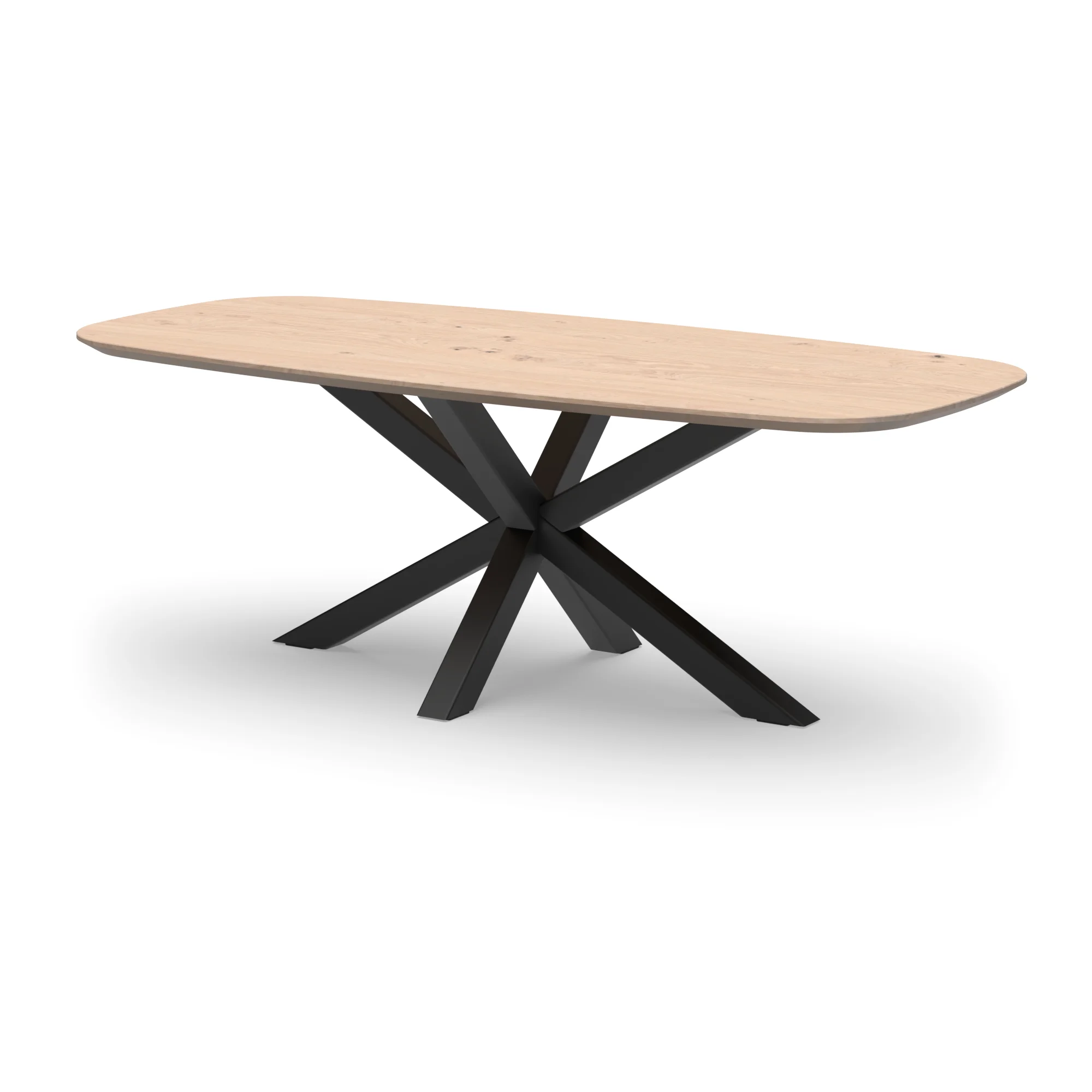 Deens ovale eikenhouten tafel Riga 80x80 staal