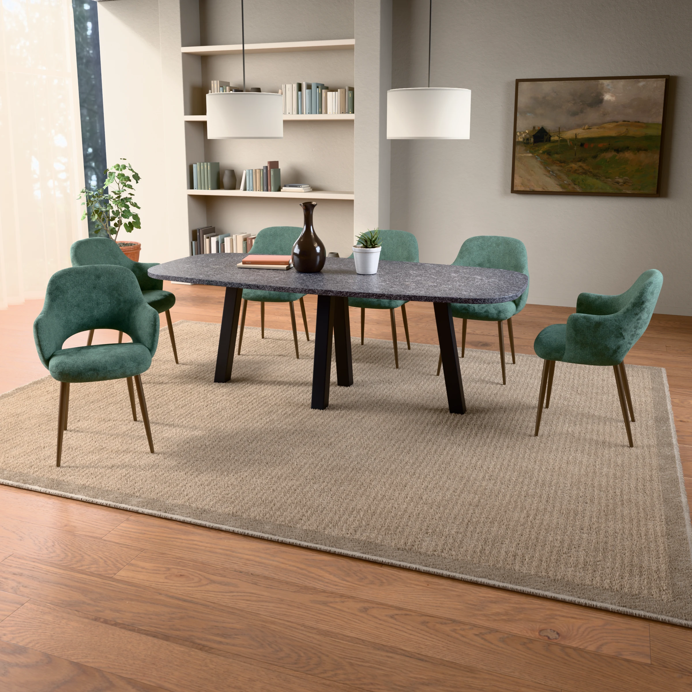 Deens ovale granieten tafel Praag staal — sfeerbeeld