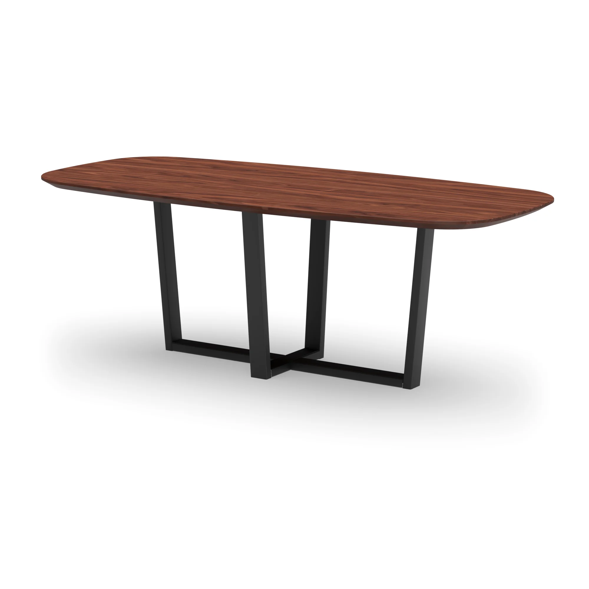 Deens ovale notenhouten tafel Geneve staal