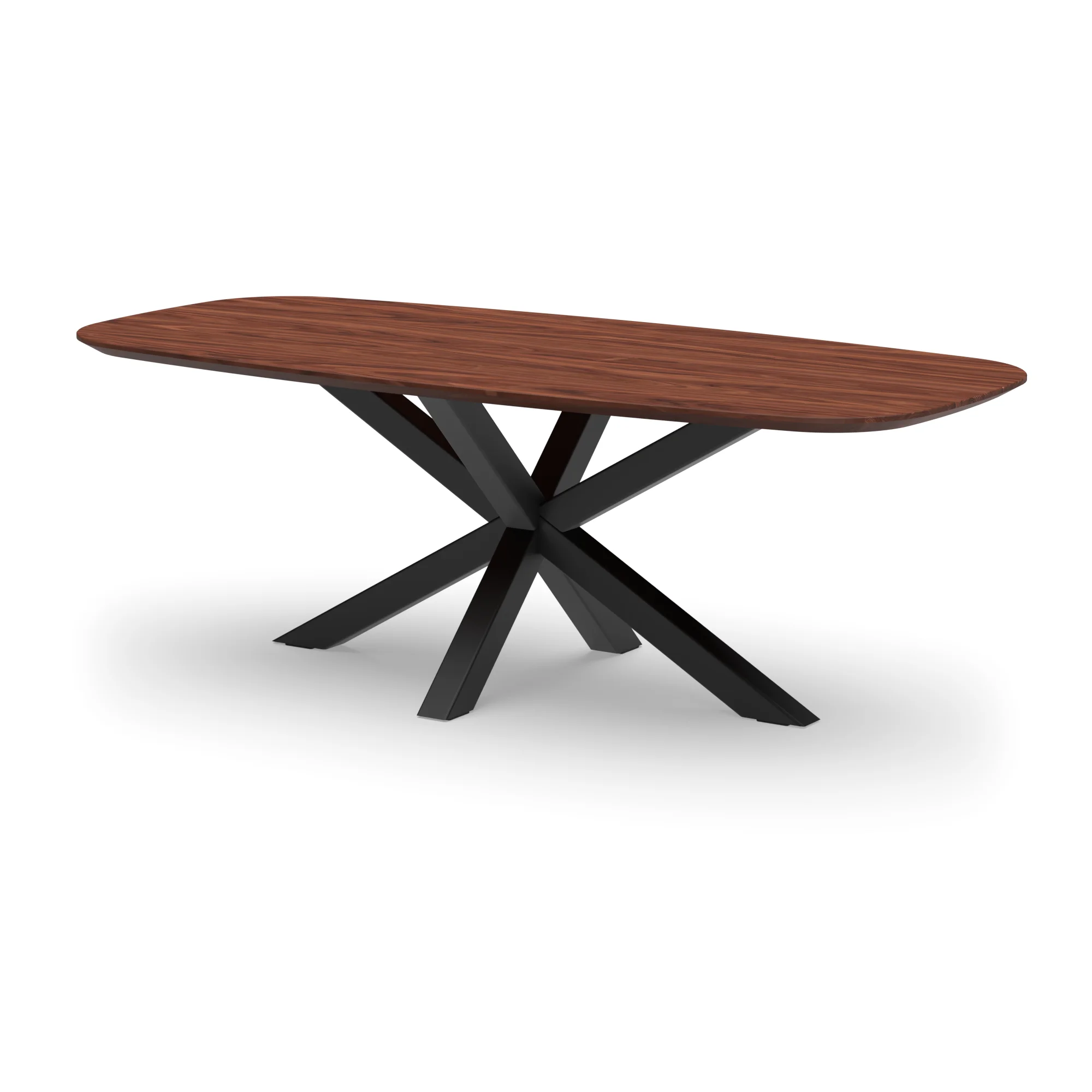 Deens ovale notenhouten tafel Riga 80x80 staal