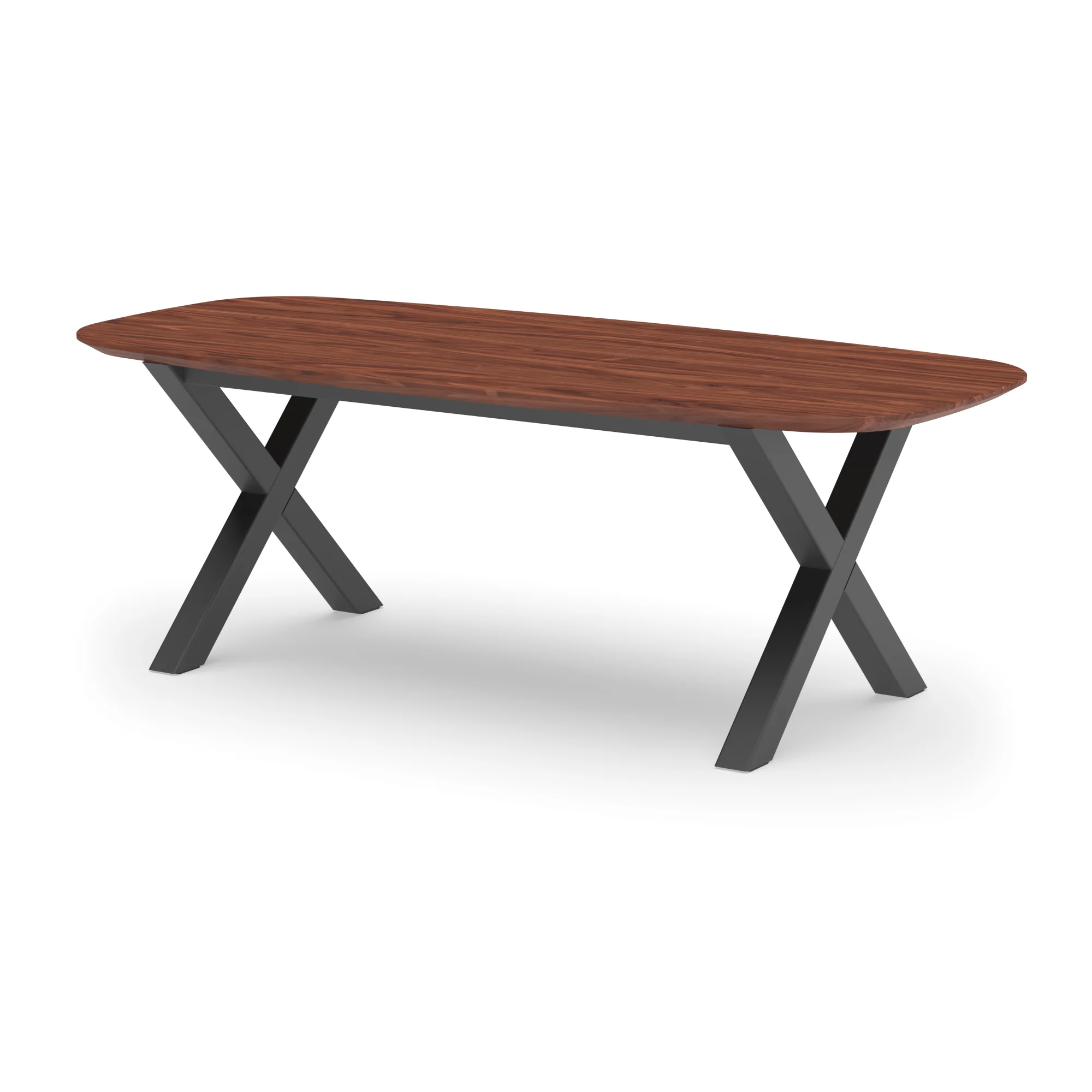 Deens ovale notenhouten tafel Sydney staal