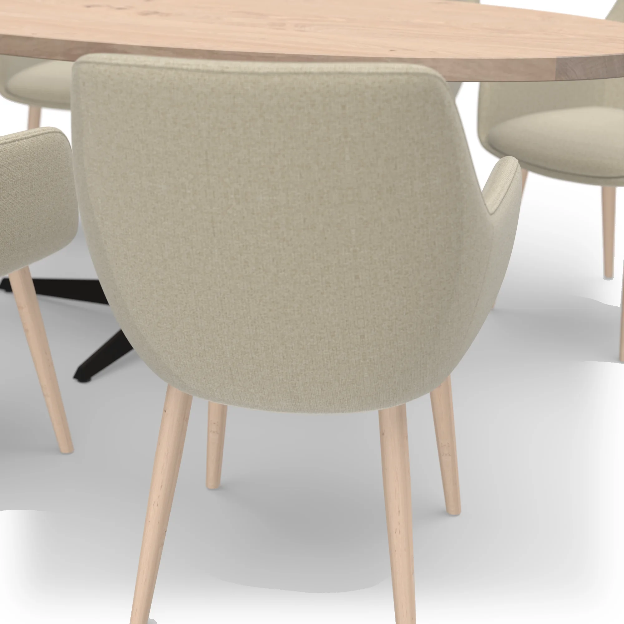Eettafelset ovale eiken tafel naturel met 6 Lento stoelen — stoel detail
