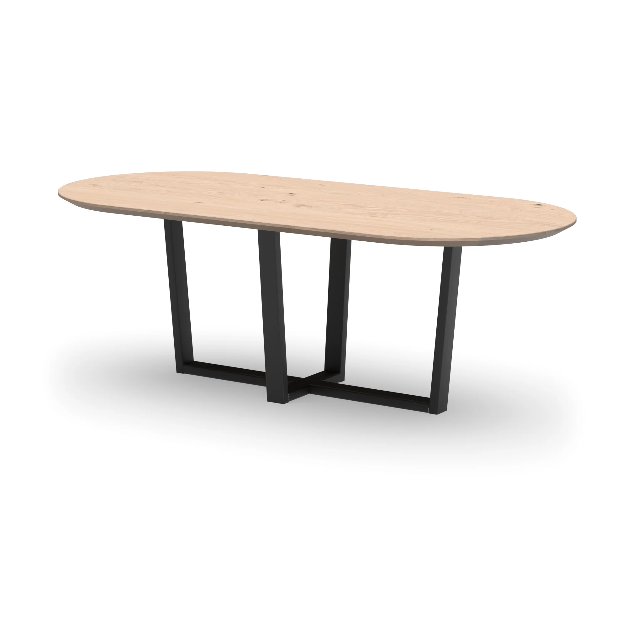Racetrack eikenhouten tafel Geneve staal
