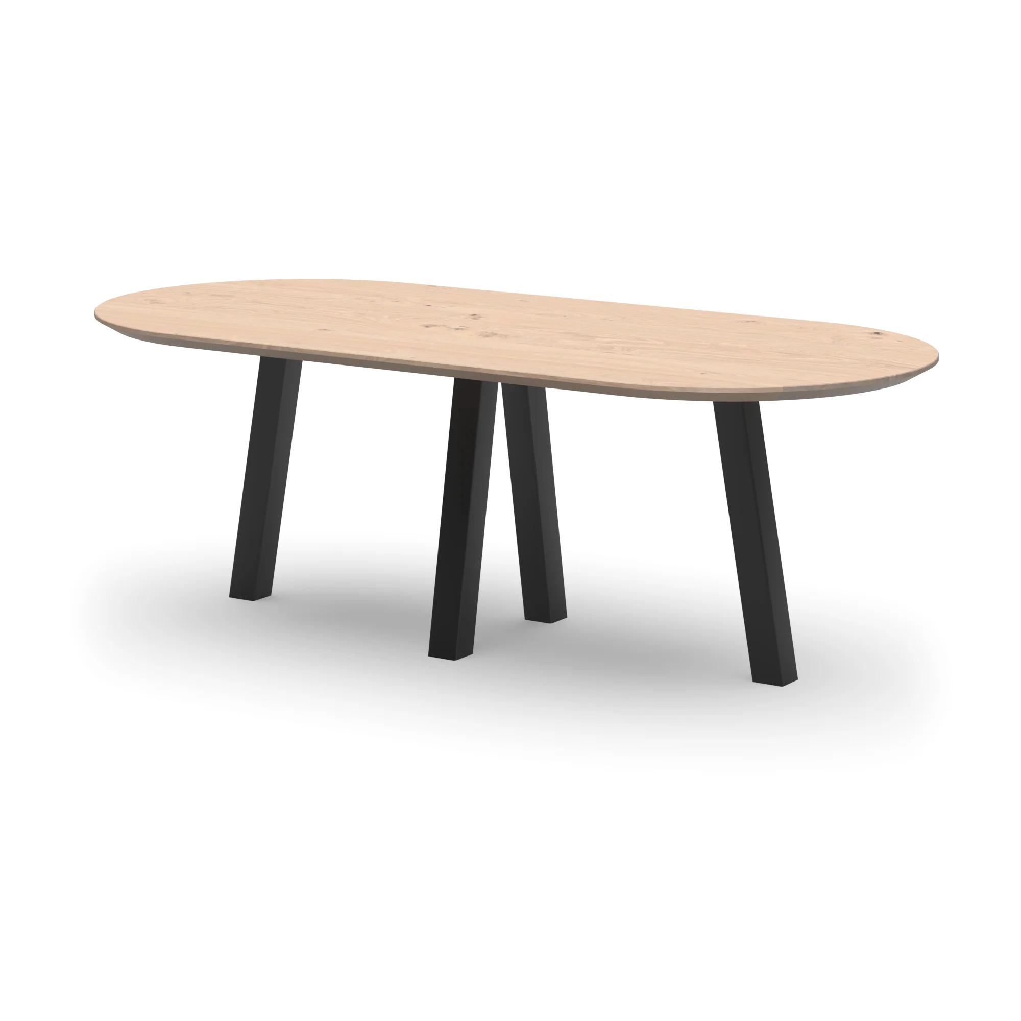 Racetrack eikenhouten tafel Praag staal