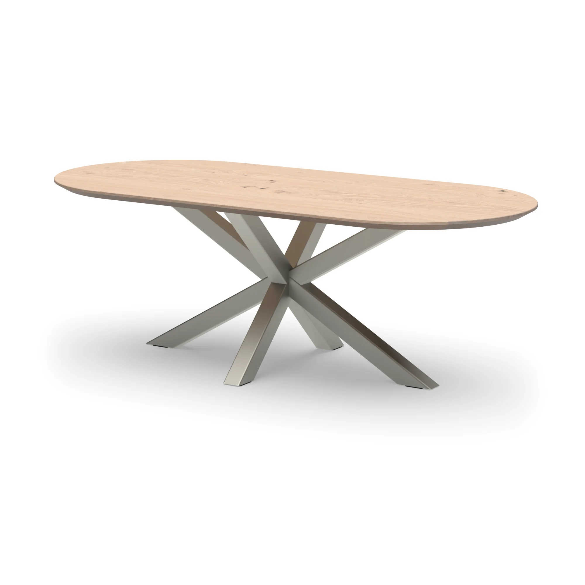 Racetrack eikenhouten tafel Riga 80x80 RVS