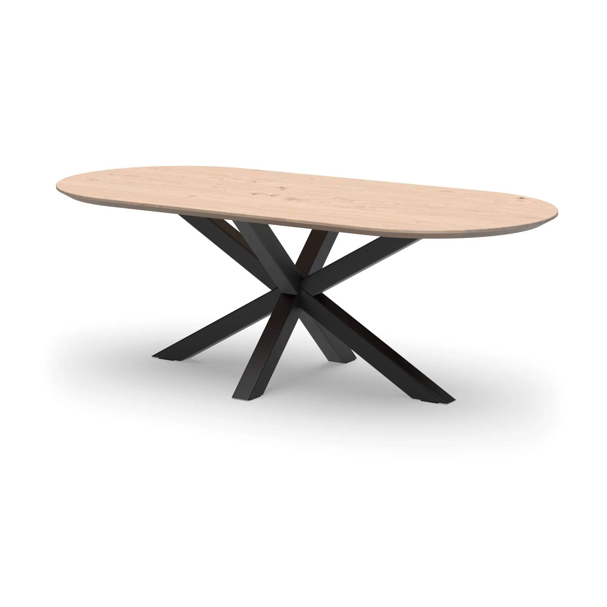 Racetrack eikenhouten tafel Riga 80x80 staal