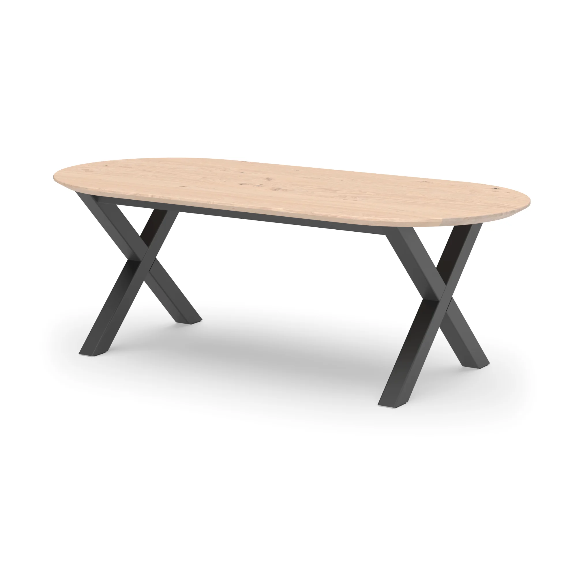 Racetrack eikenhouten tafel Sydney staal