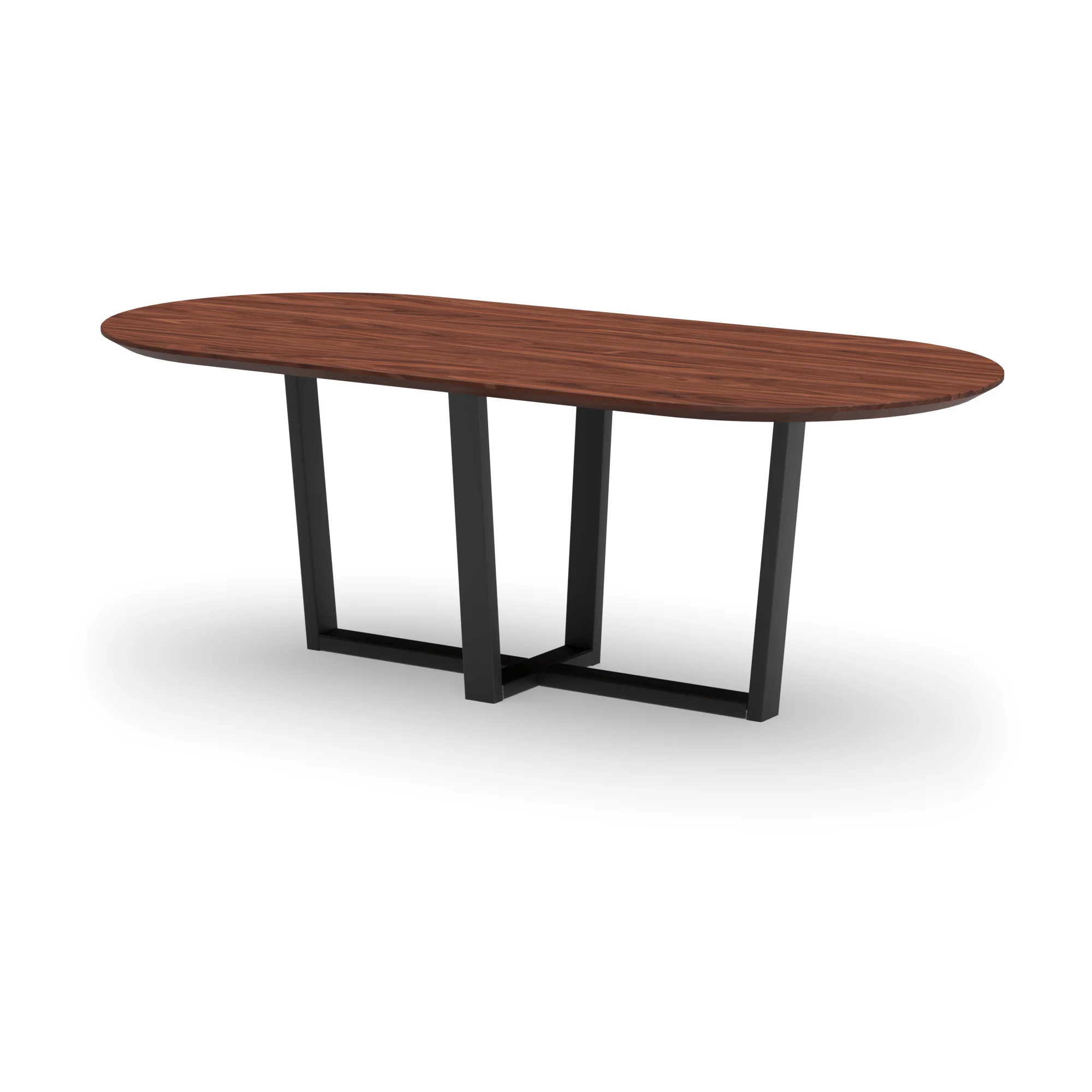 Racetrack notenhouten tafel Geneve staal