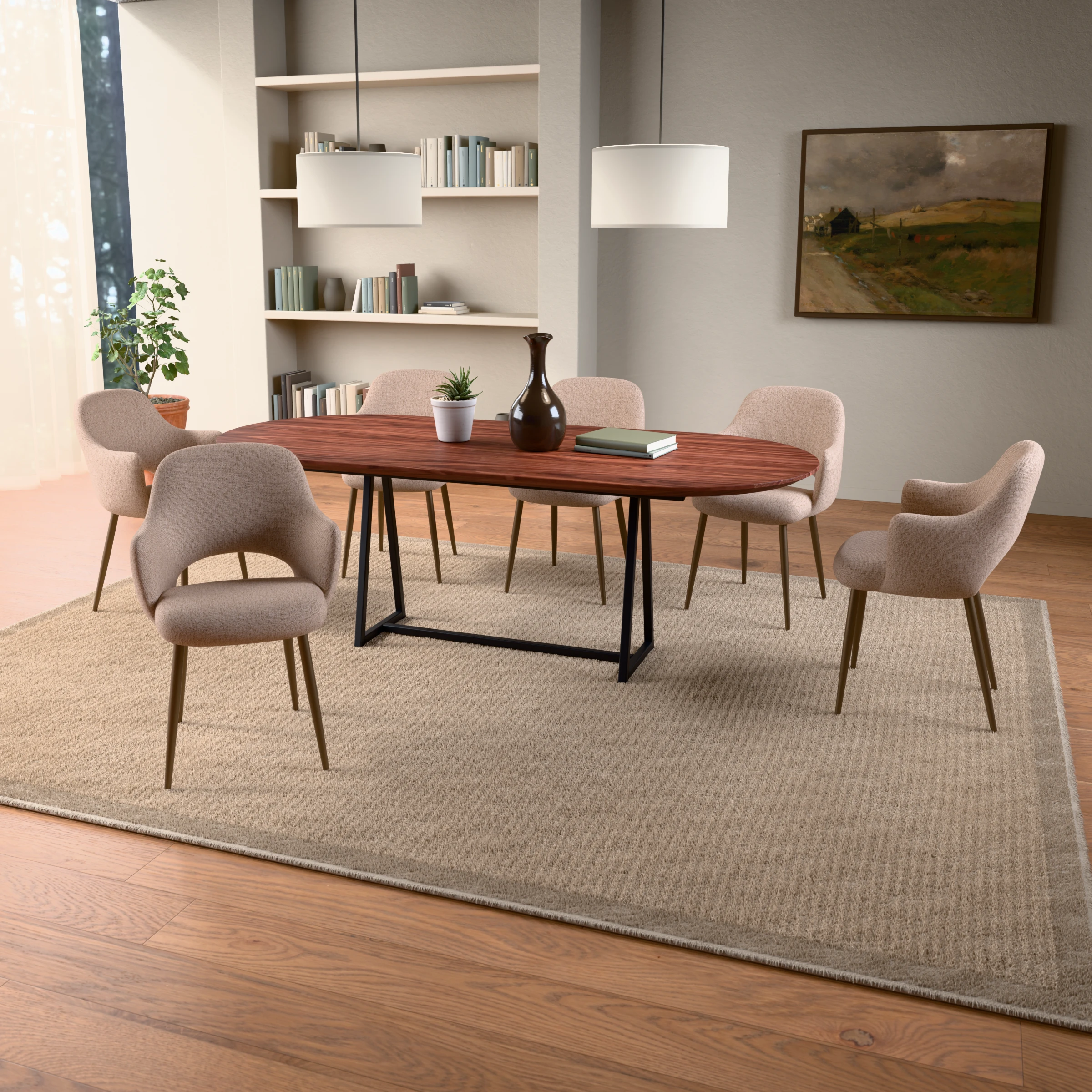 Racetrack notenhouten tafel Monaco staal — sfeerbeeld