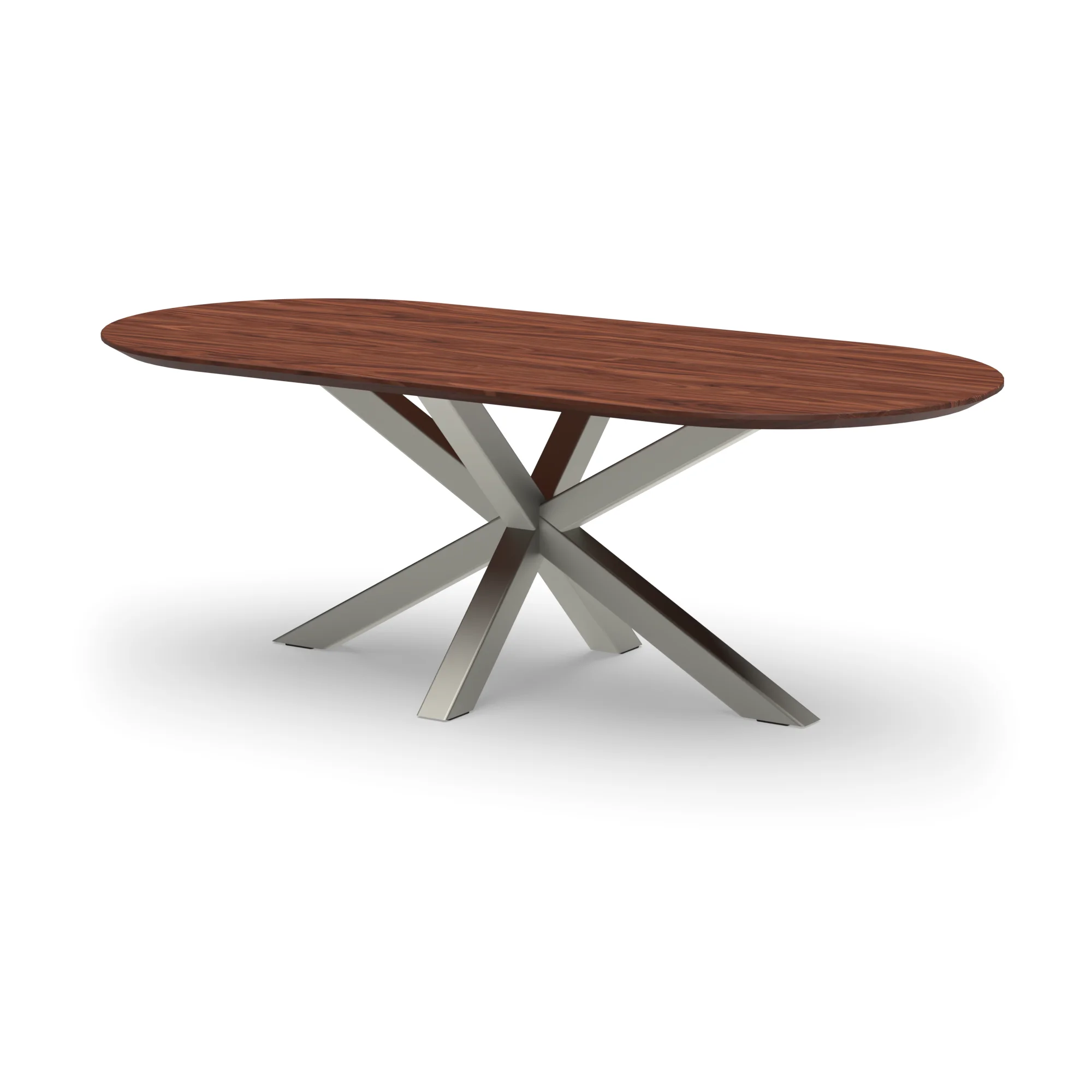 Racetrack notenhouten tafel Riga 80x80 RVS