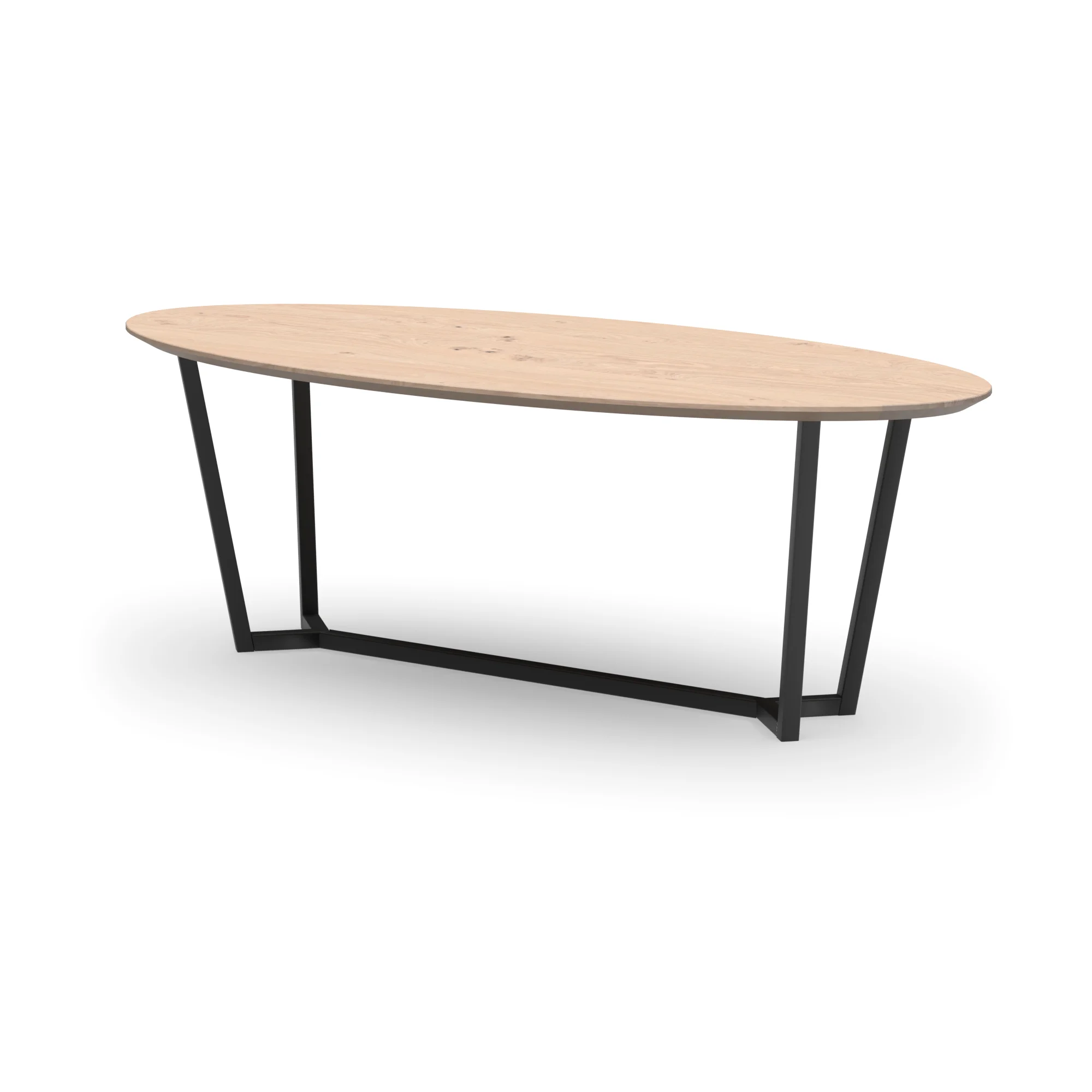 Ovale eikenhouten tafel Lissabon staal