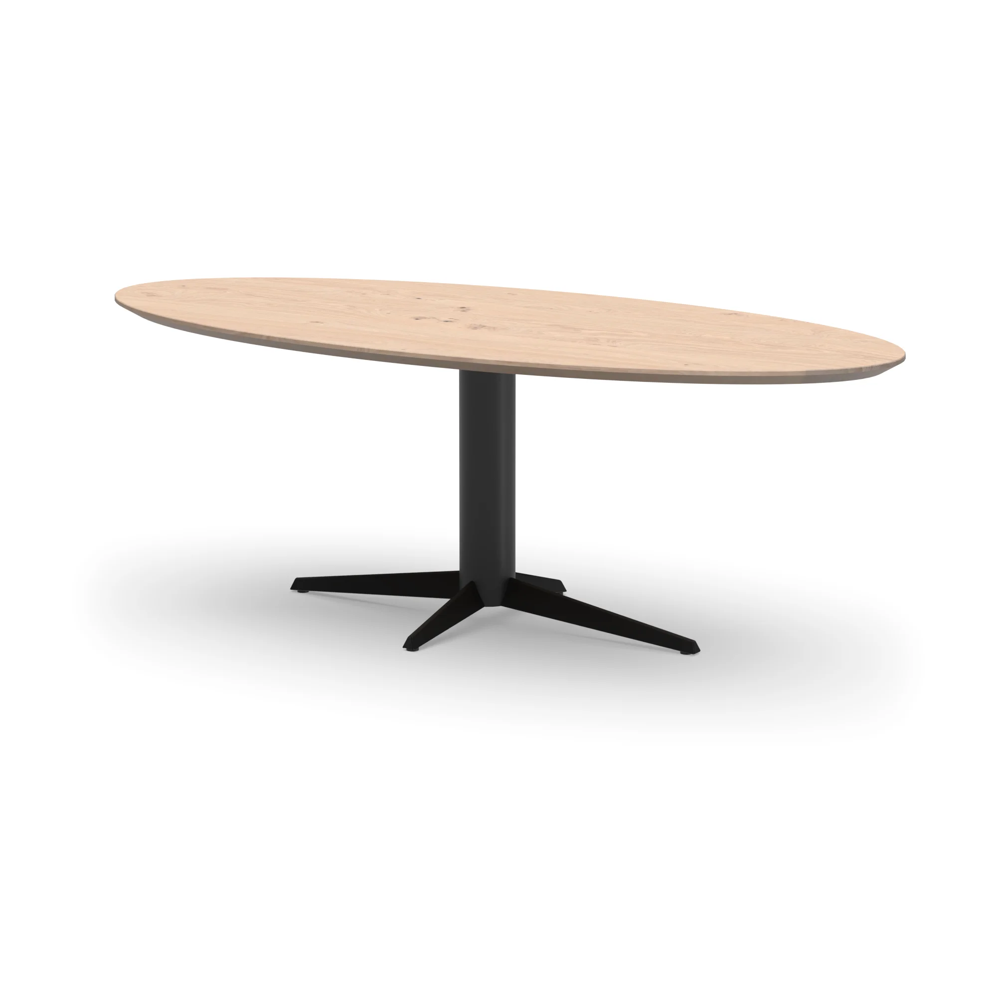 Ovale eikenhouten tafel Londen staal