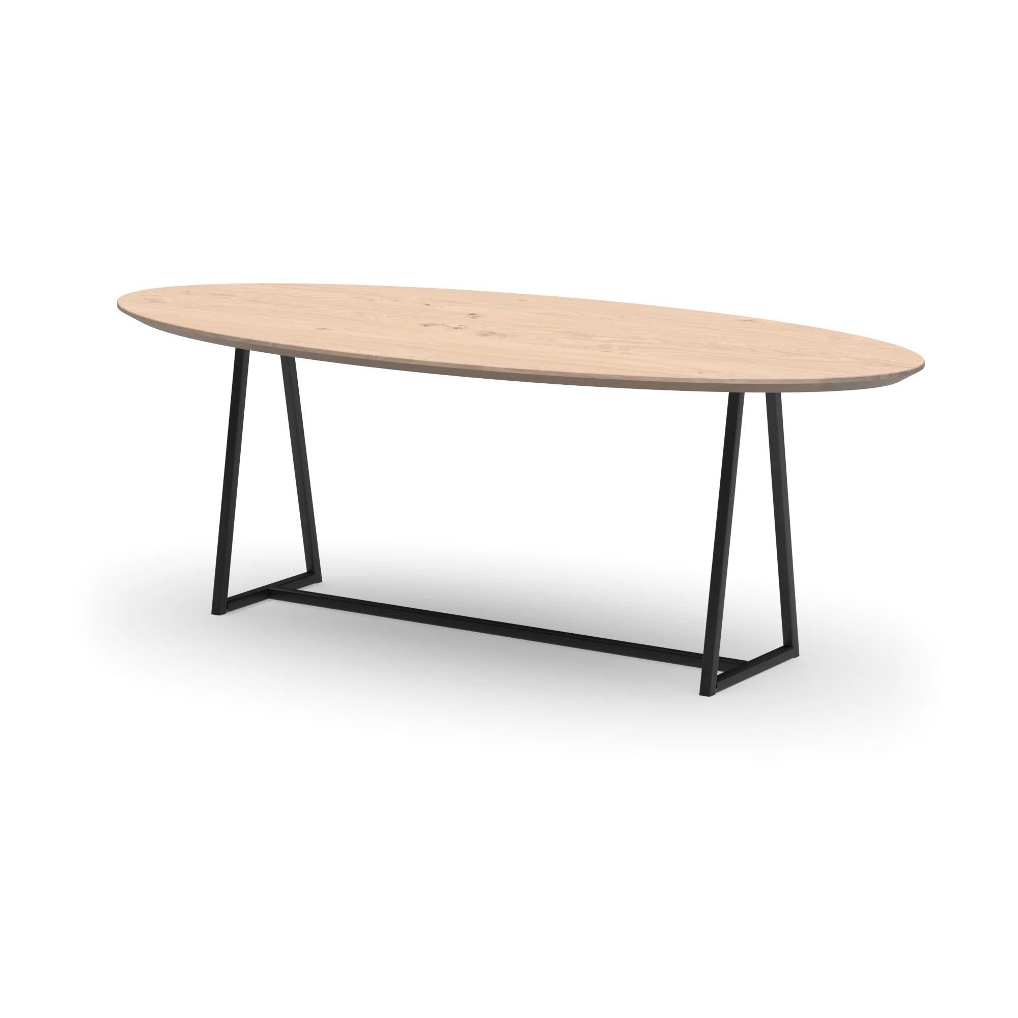 Ovale eikenhouten tafel Monaco staal
