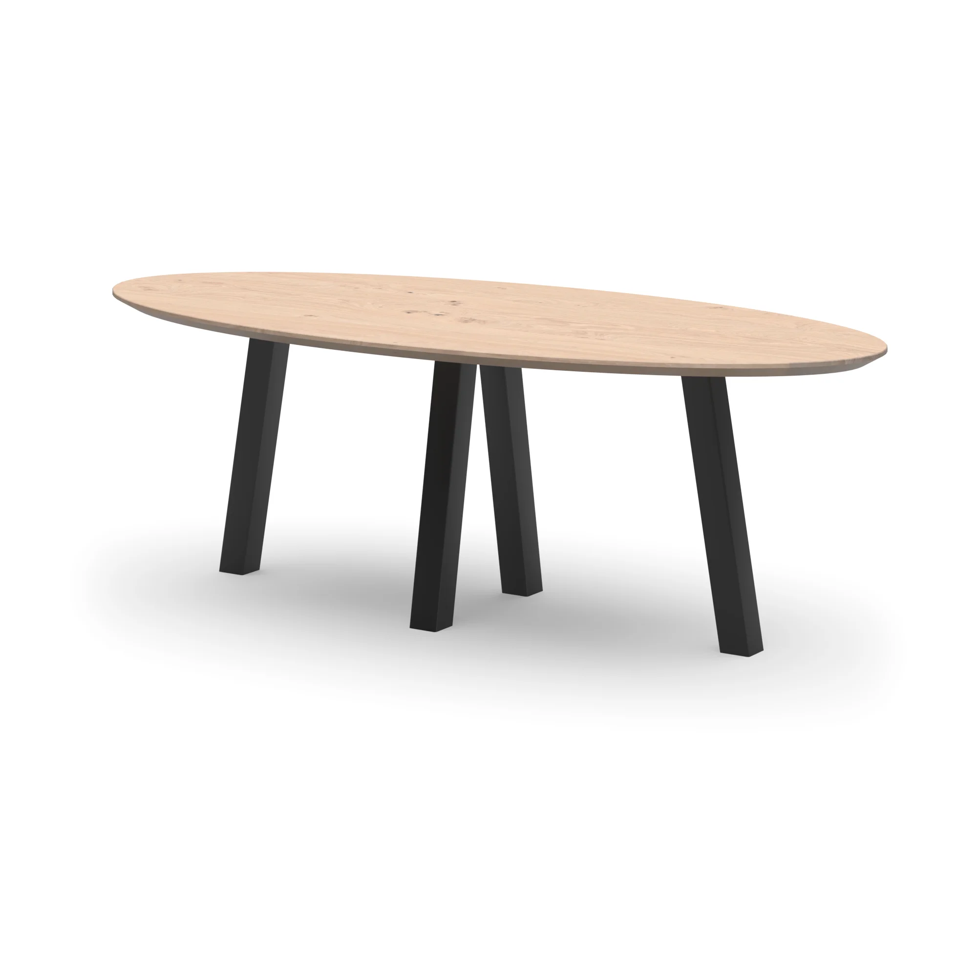 Ovale eikenhouten tafel Praag staal