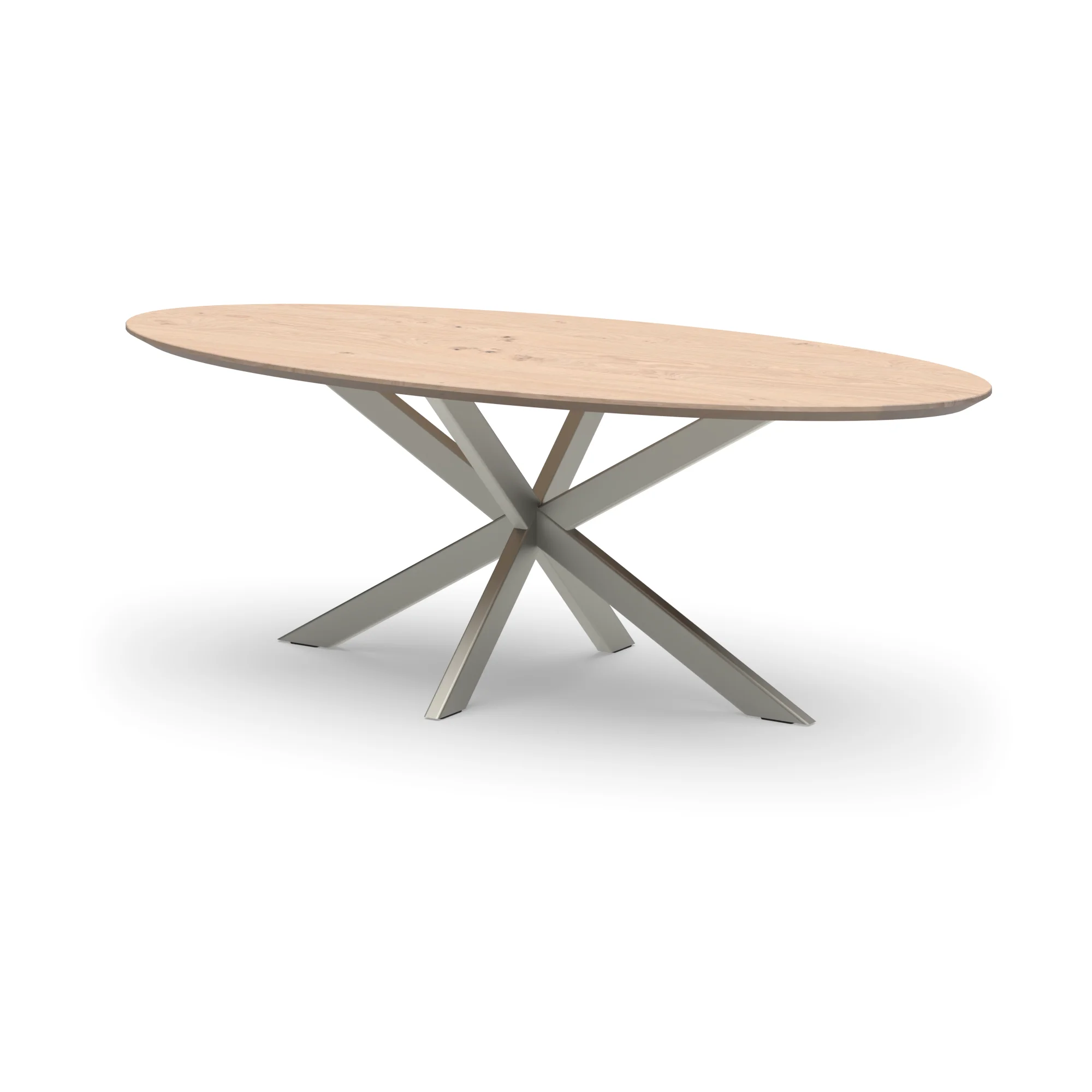 Ovale eikenhouten tafel Riga 80x40 RVS