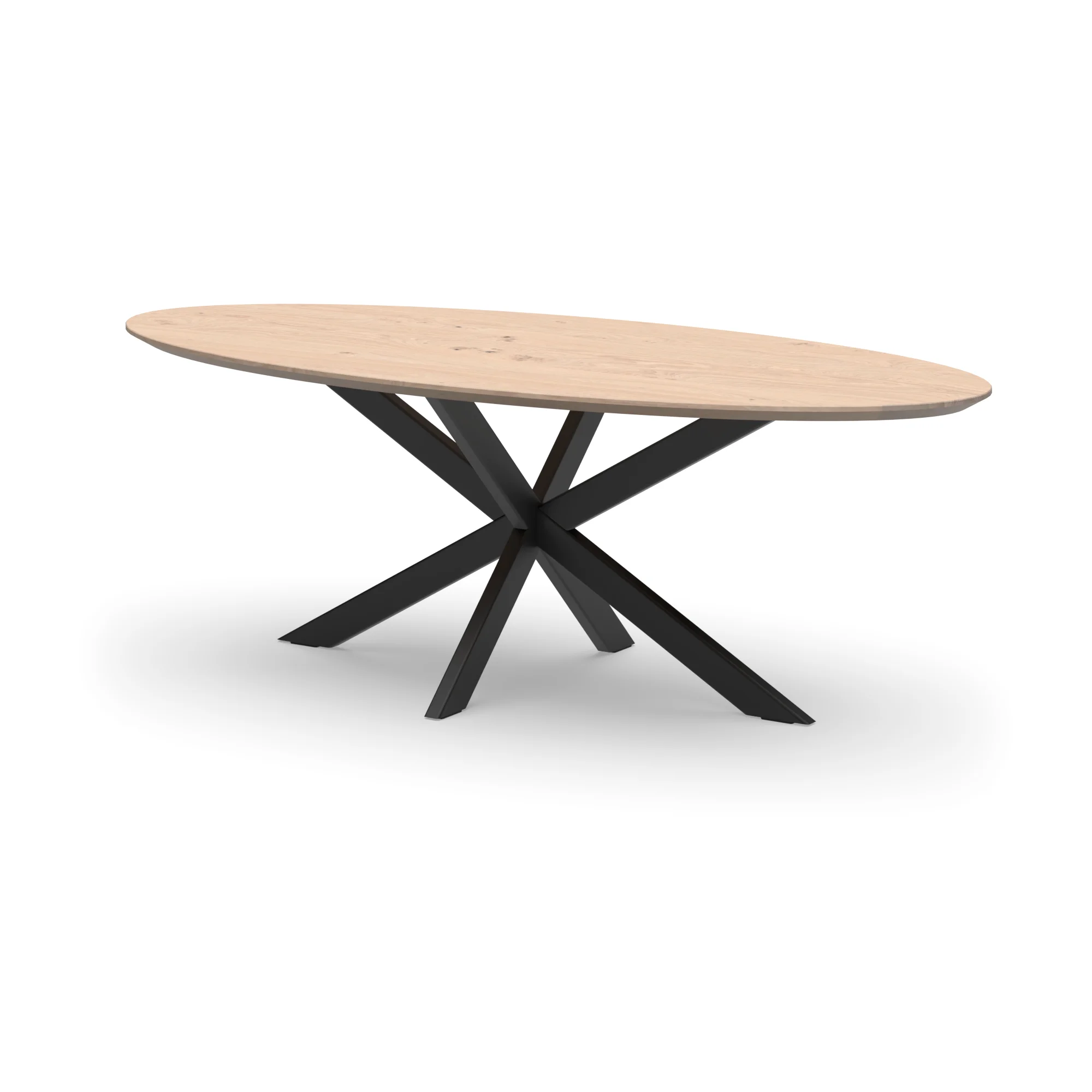 Ovale eikenhouten tafel Riga 80x40 staal