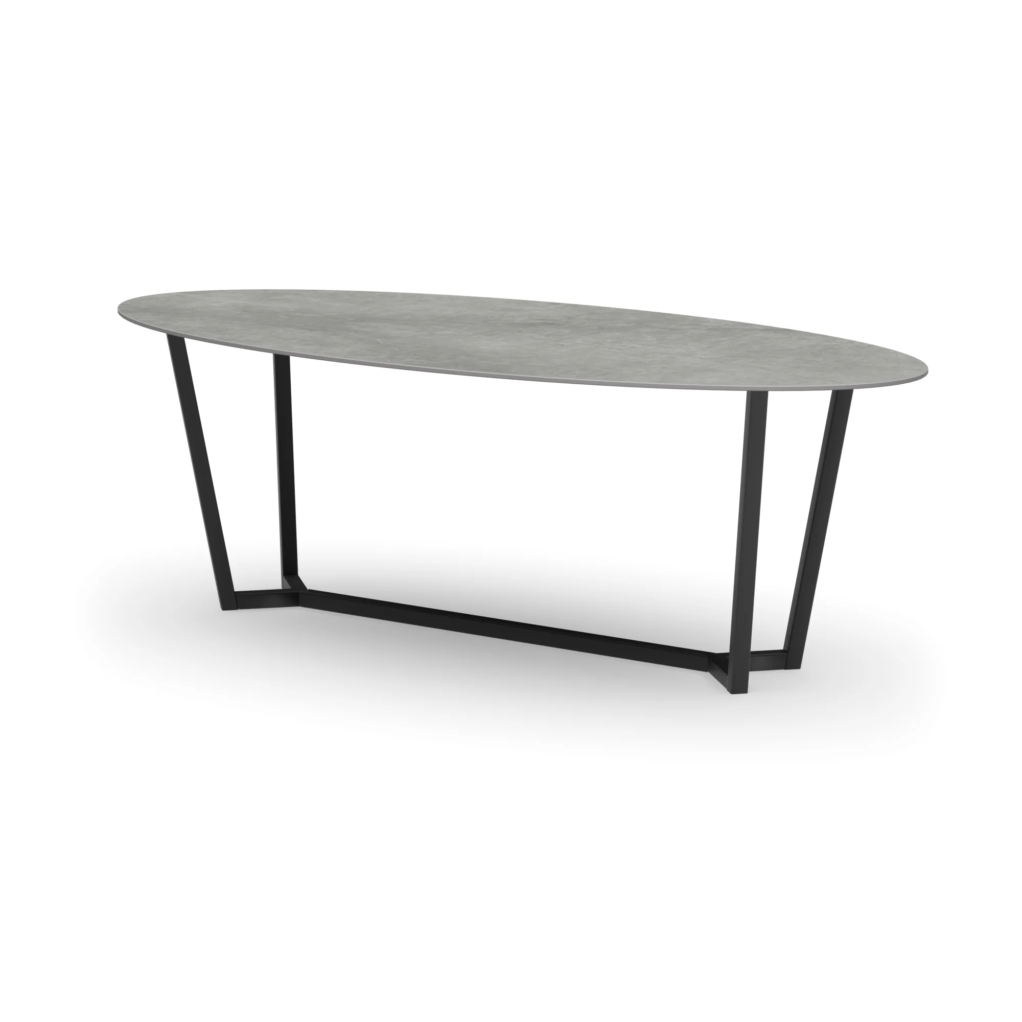 Ovale keramieken tafel Lissabon staal