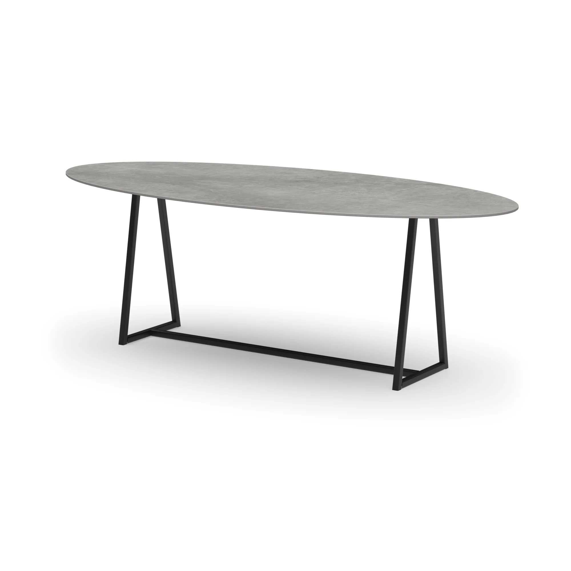 Ovale keramieken tafel Monaco staal