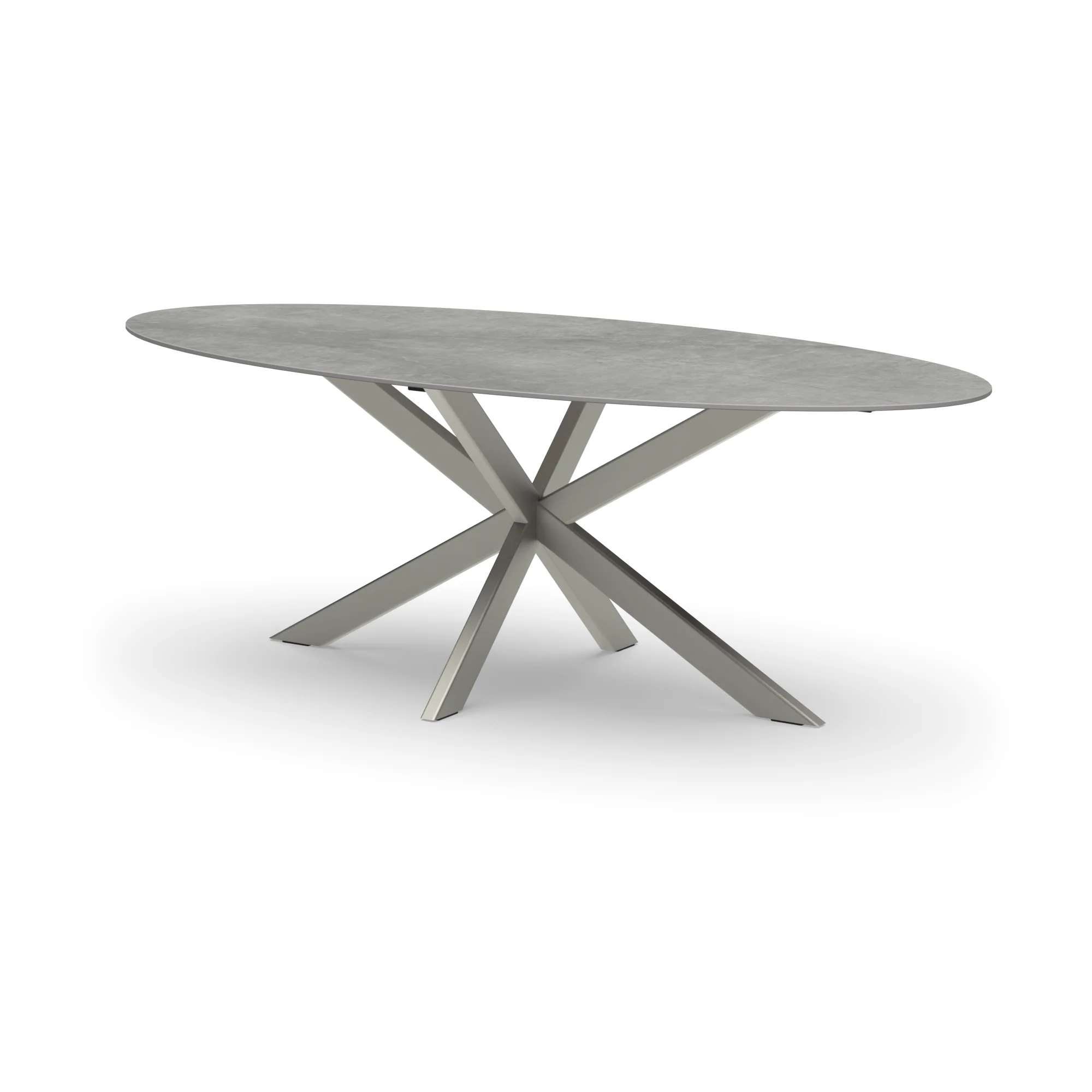 Ovale keramieken tafel Riga 80x40 RVS