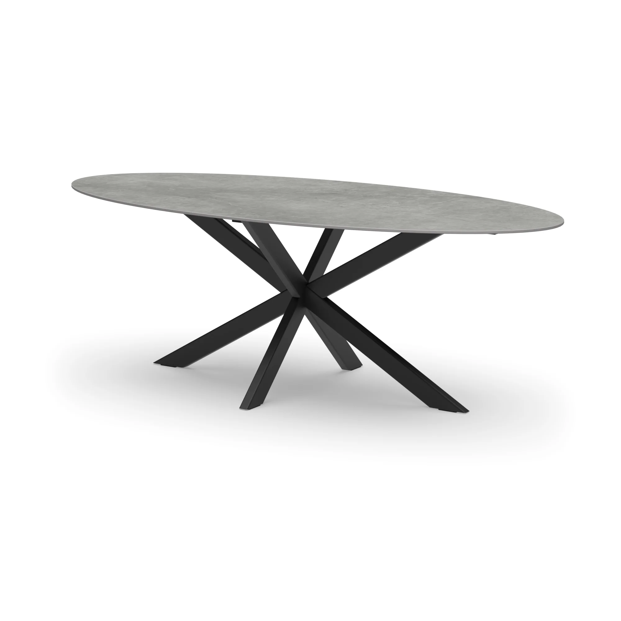 Ovale keramieken tafel Riga 80x40 staal