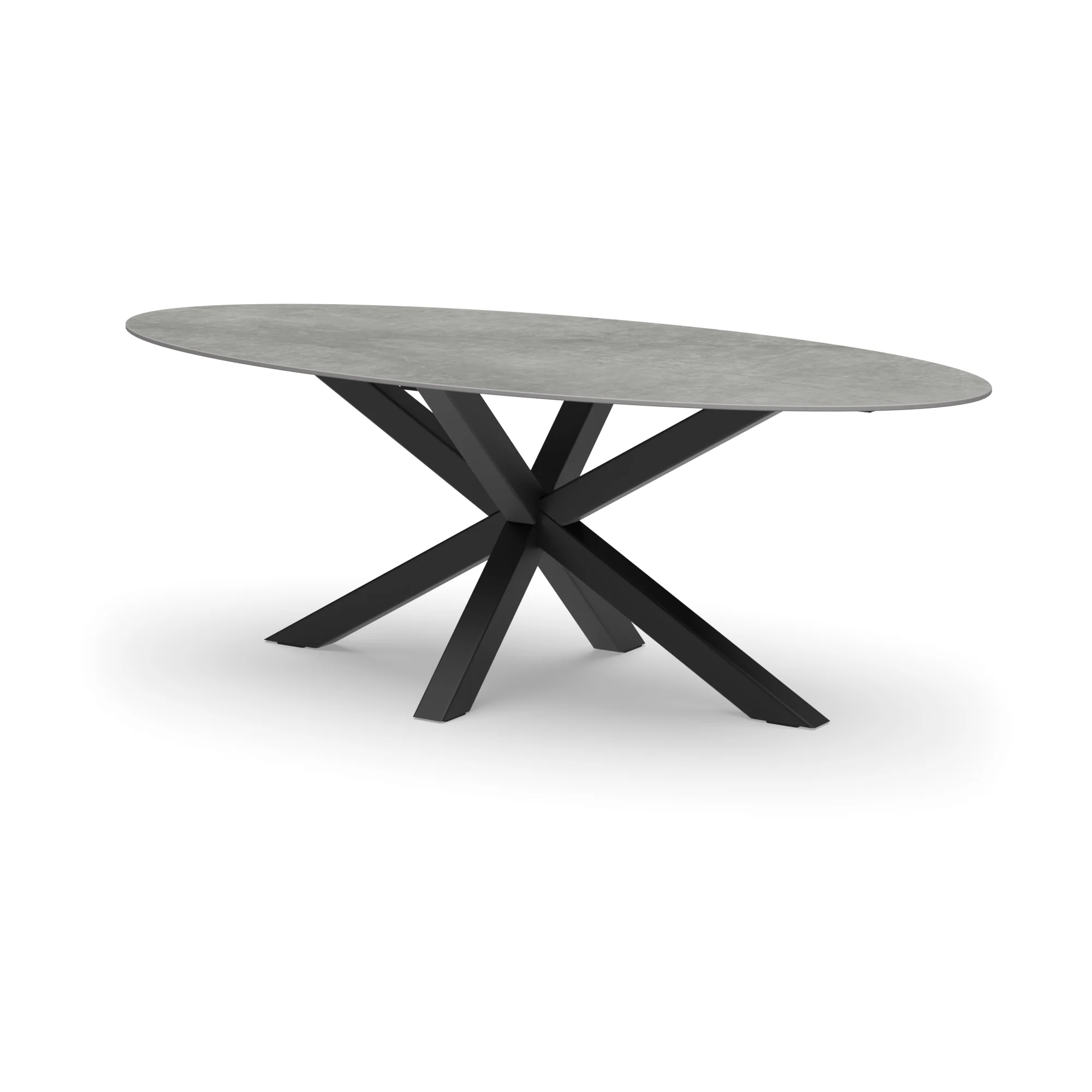 Ovale keramieken tafel Riga 80x80 staal