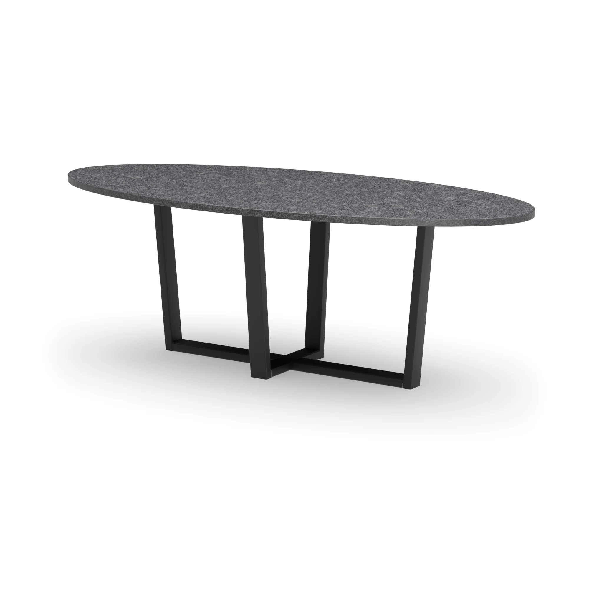 Ovale granieten tafel Geneve staal