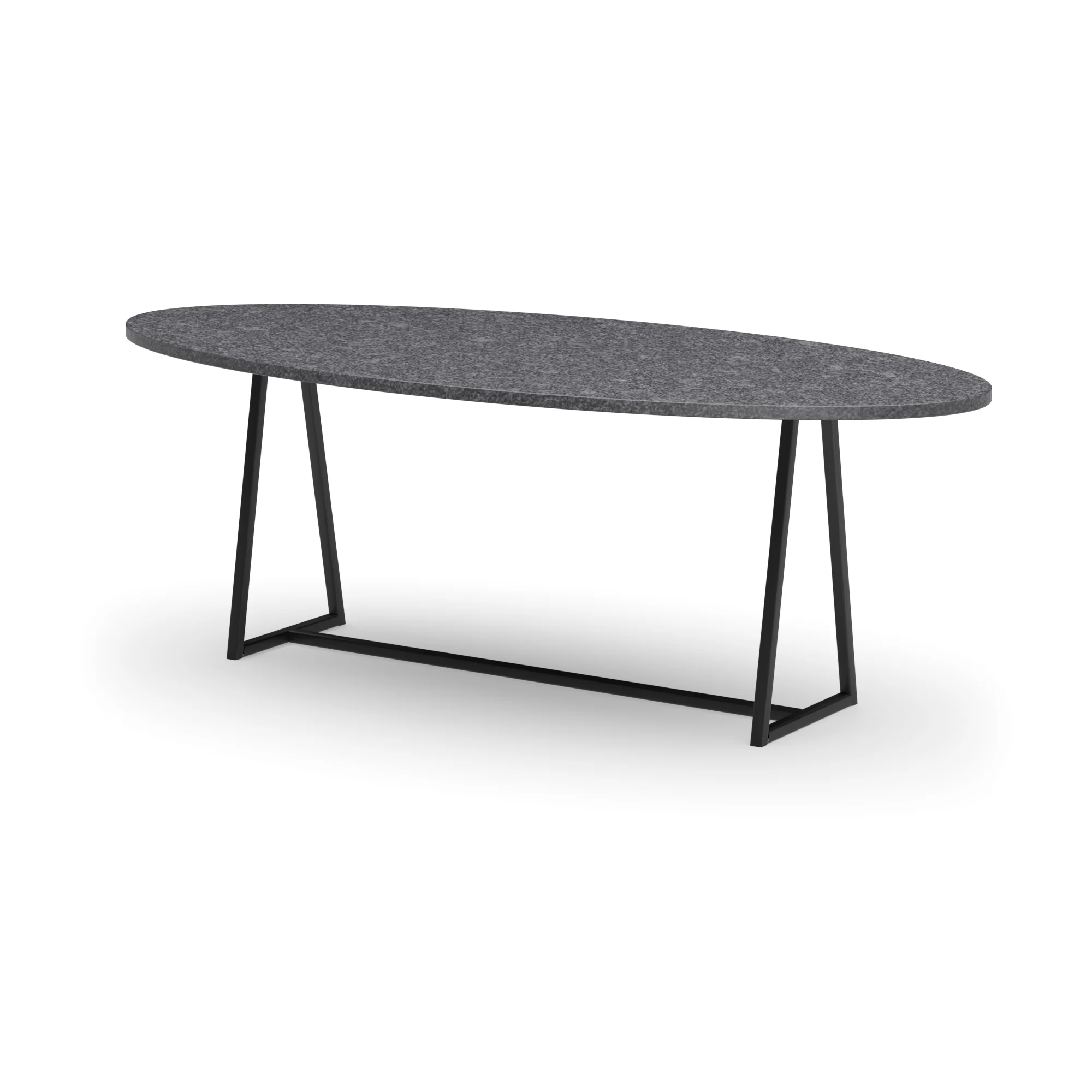 Ovale granieten tafel Monaco staal