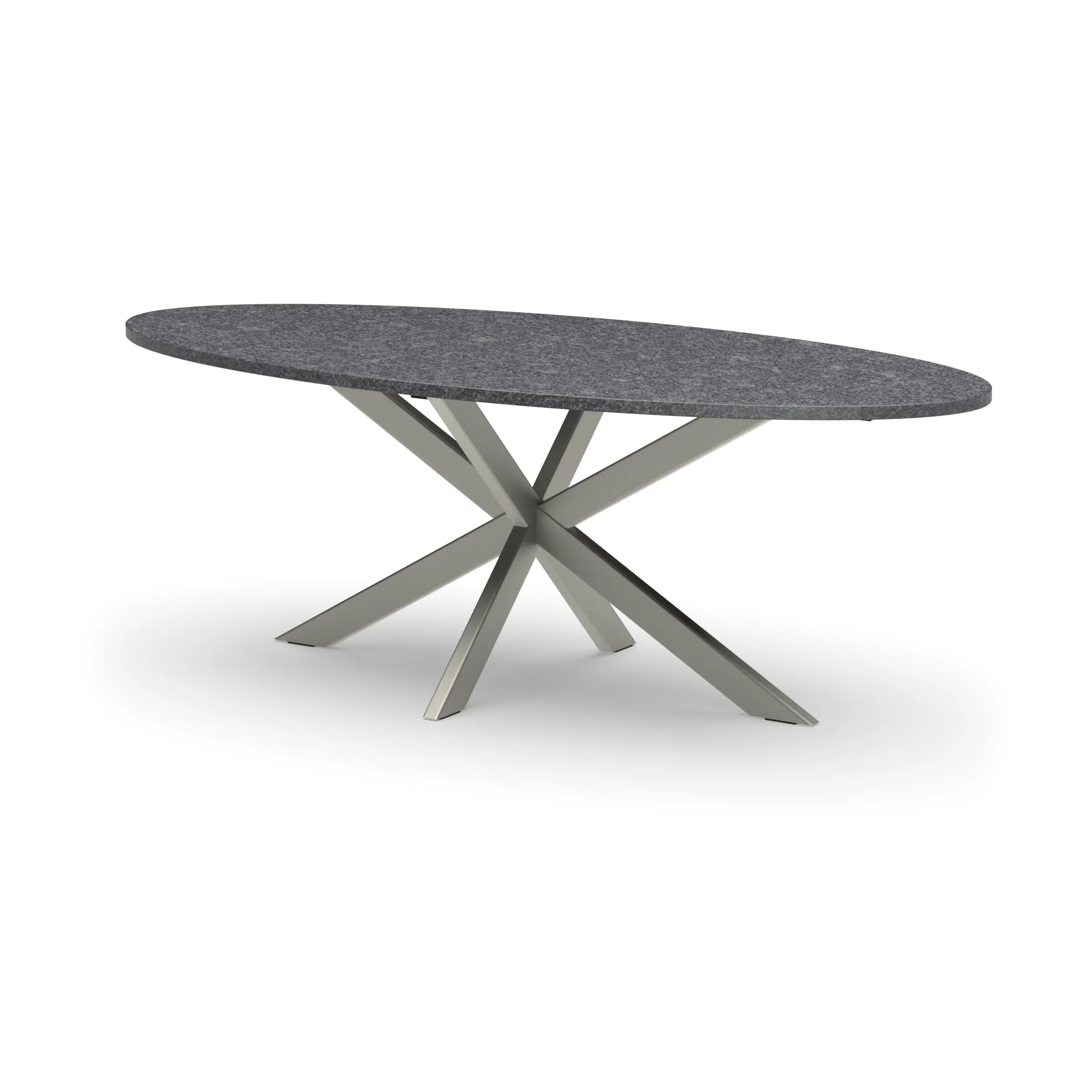 Ovale granieten tafel Riga 80x40 RVS