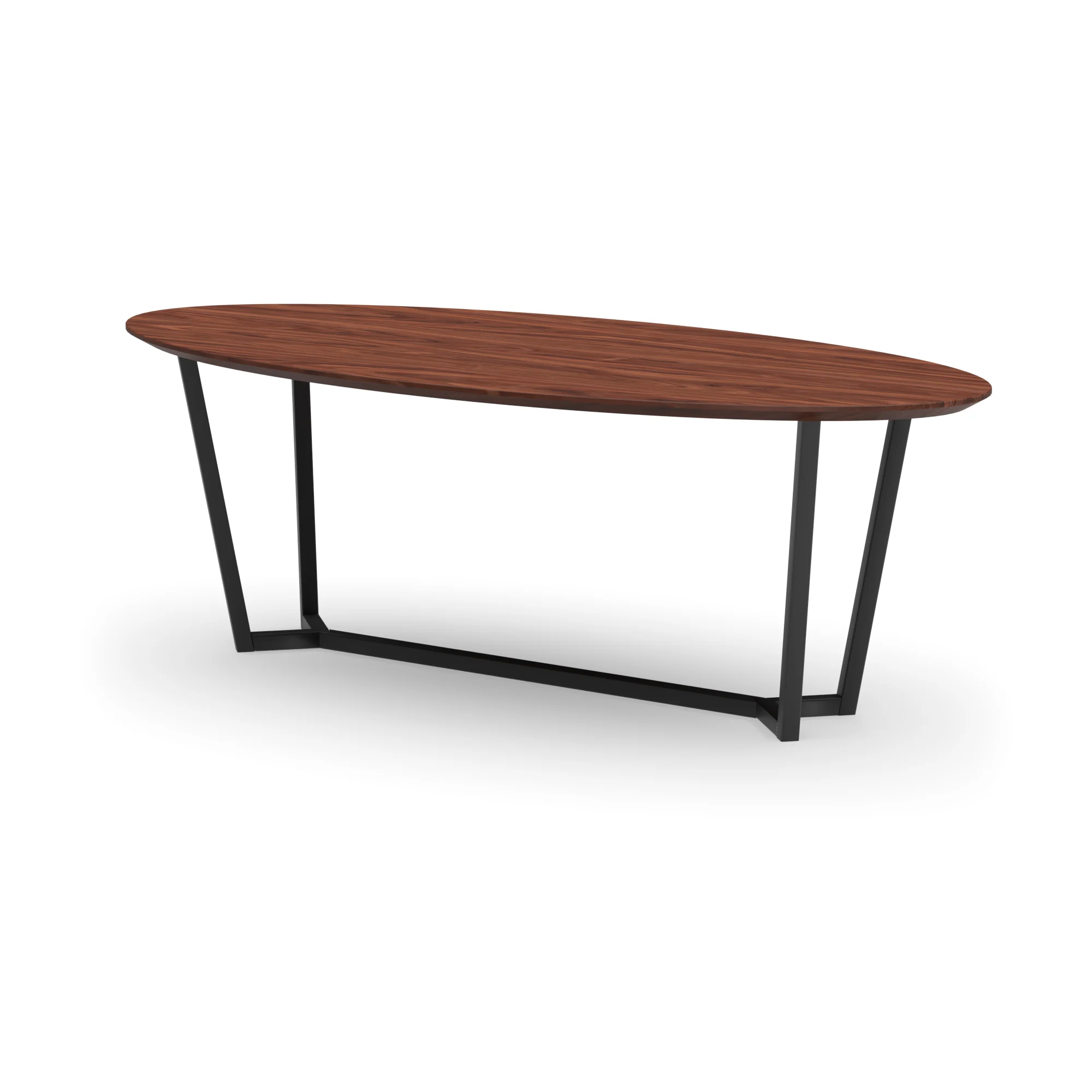 Ovale notenhouten tafel Lissabon staal