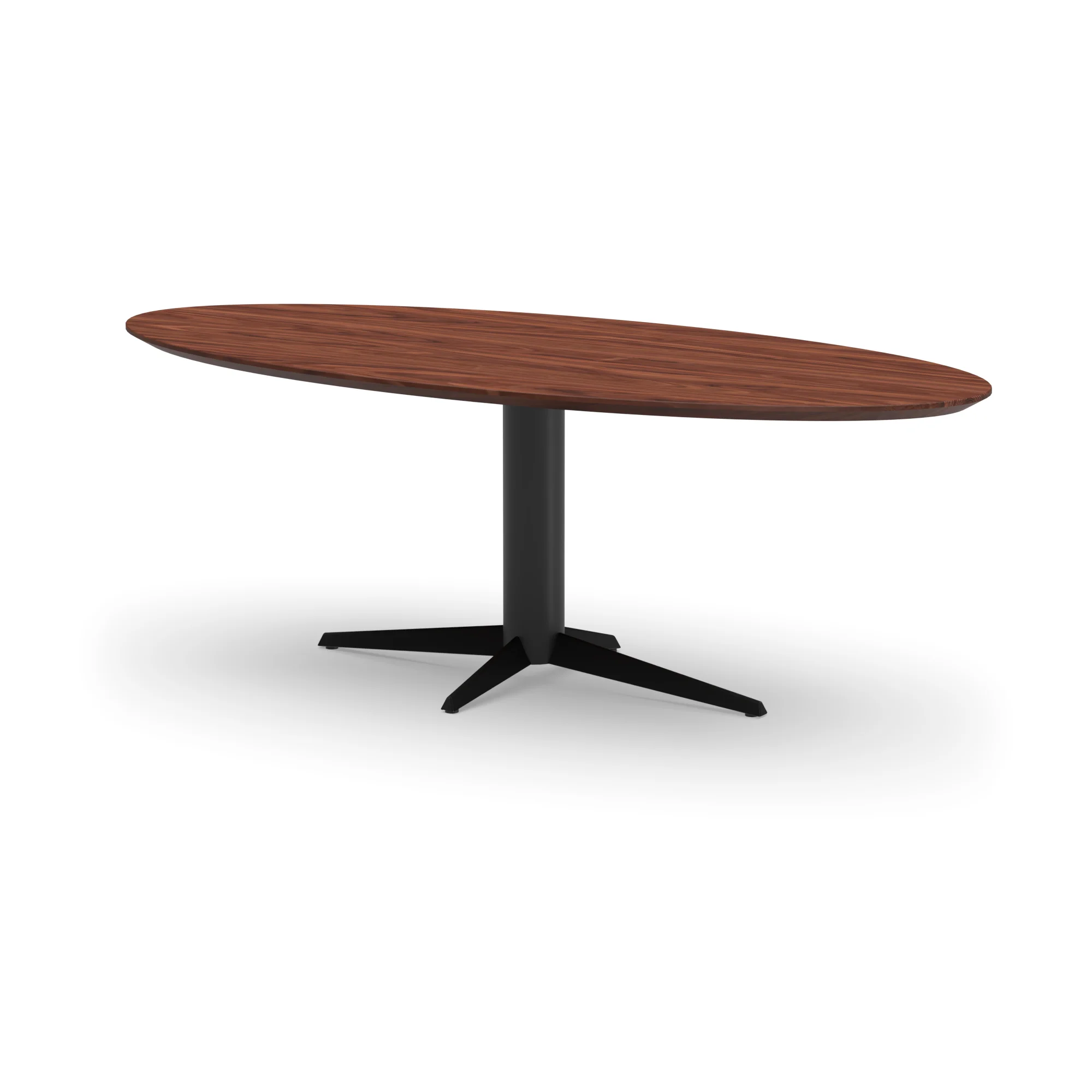 Ovale notenhouten tafel Londen staal