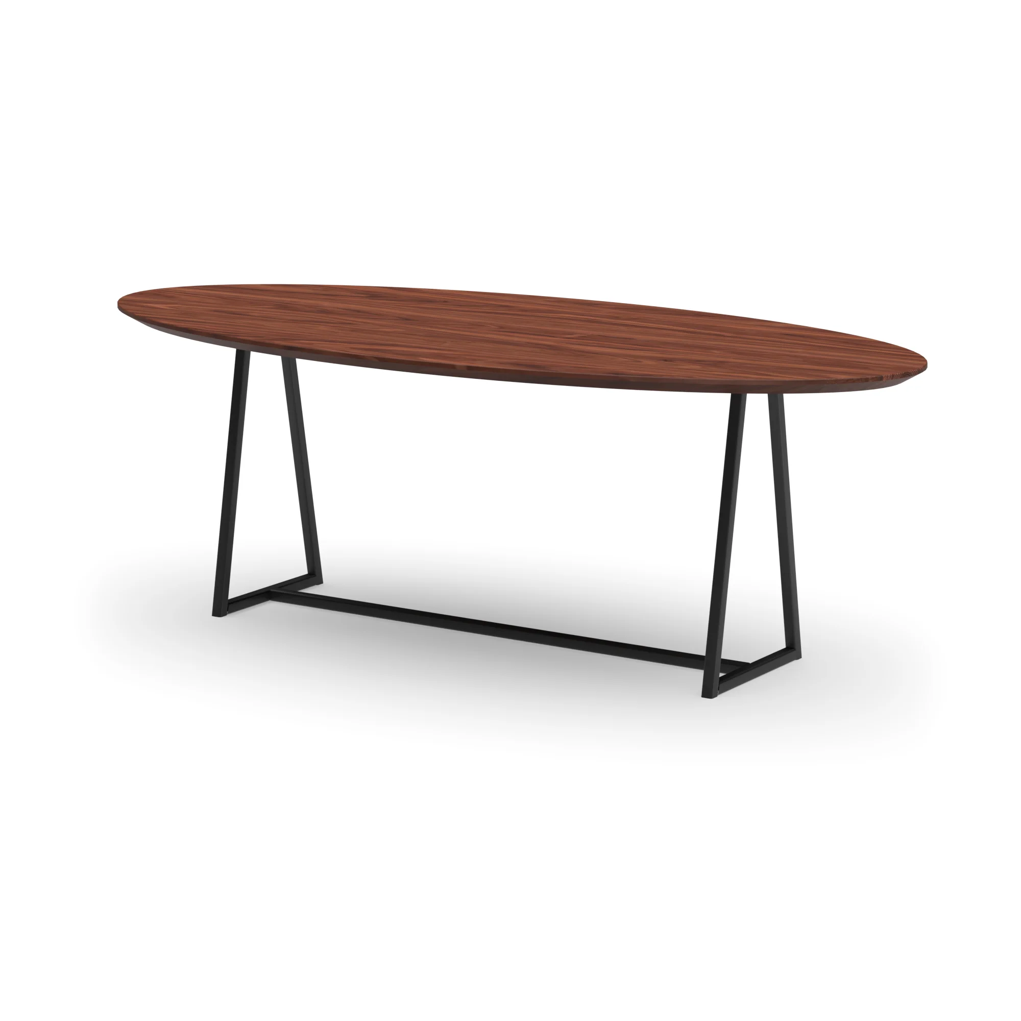 Ovale notenhouten tafel Monaco staal