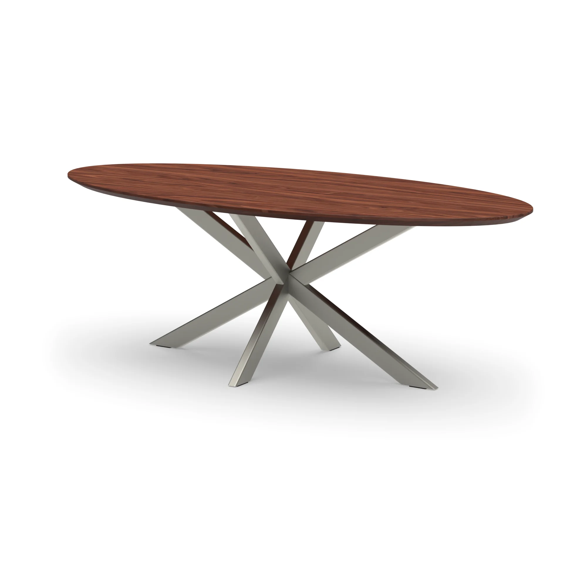 Ovale notenhouten tafel Riga 80x40 RVS