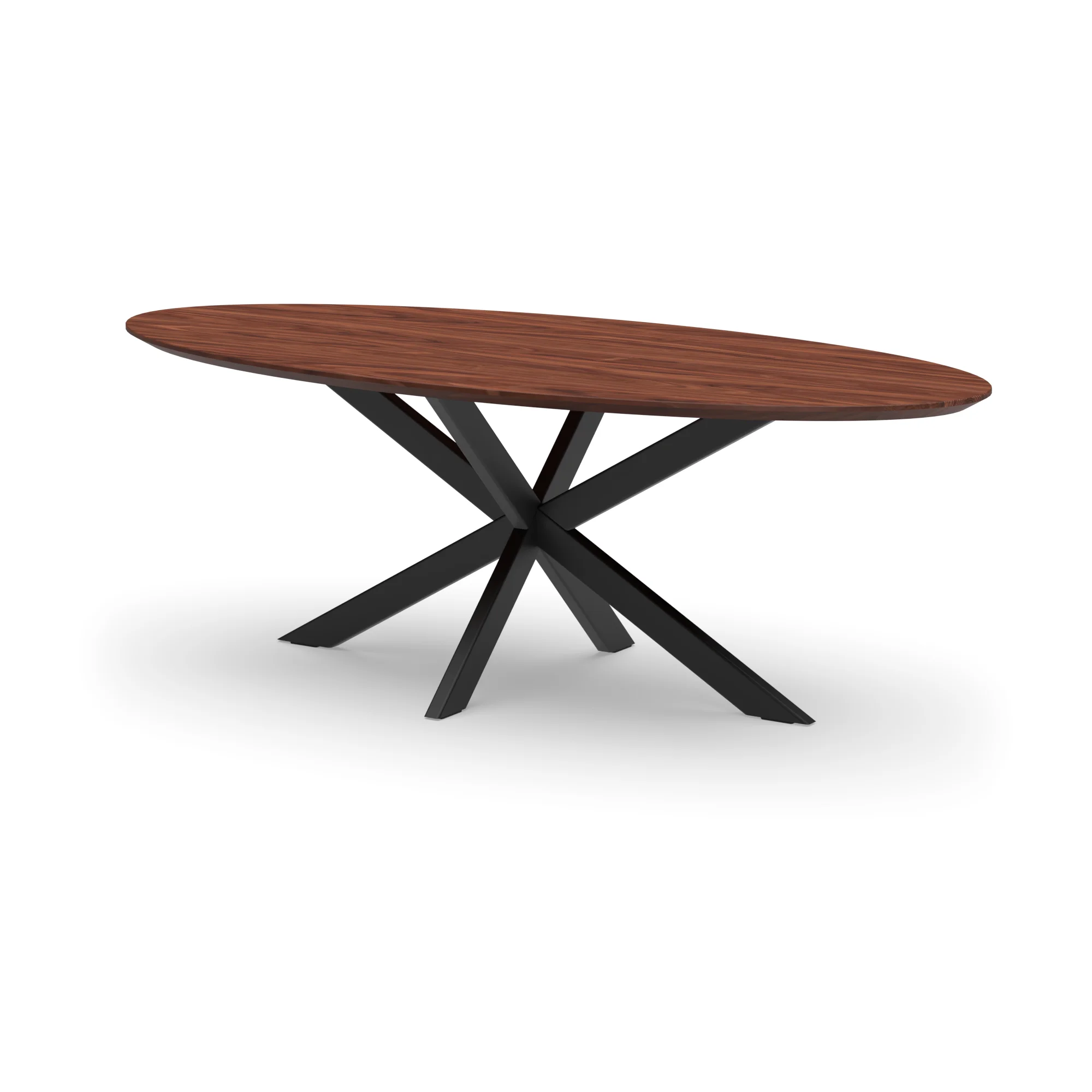 Ovale notenhouten tafel Riga 80x40 staal