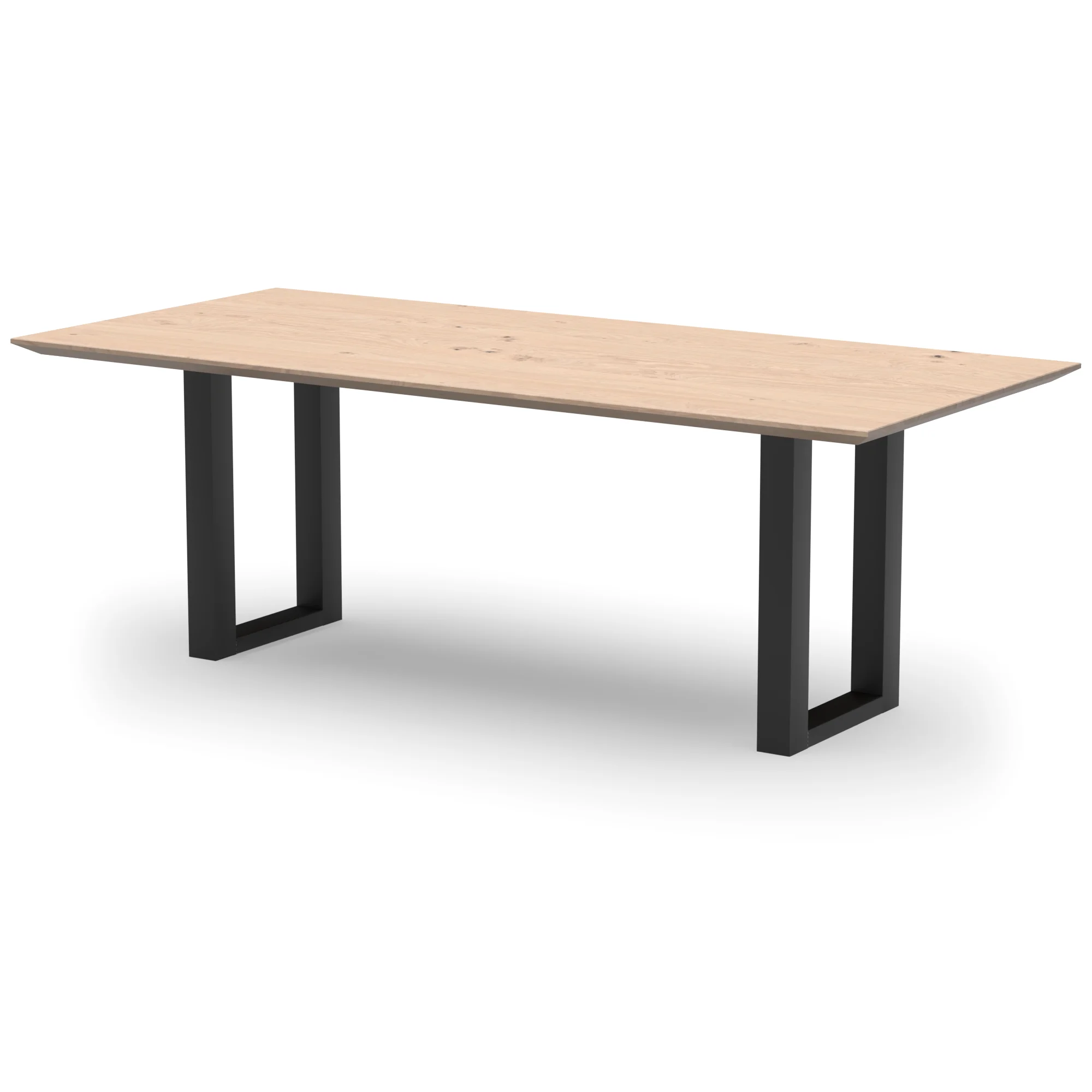 Rechthoekige eikenhouten tafel Amsterdam staal