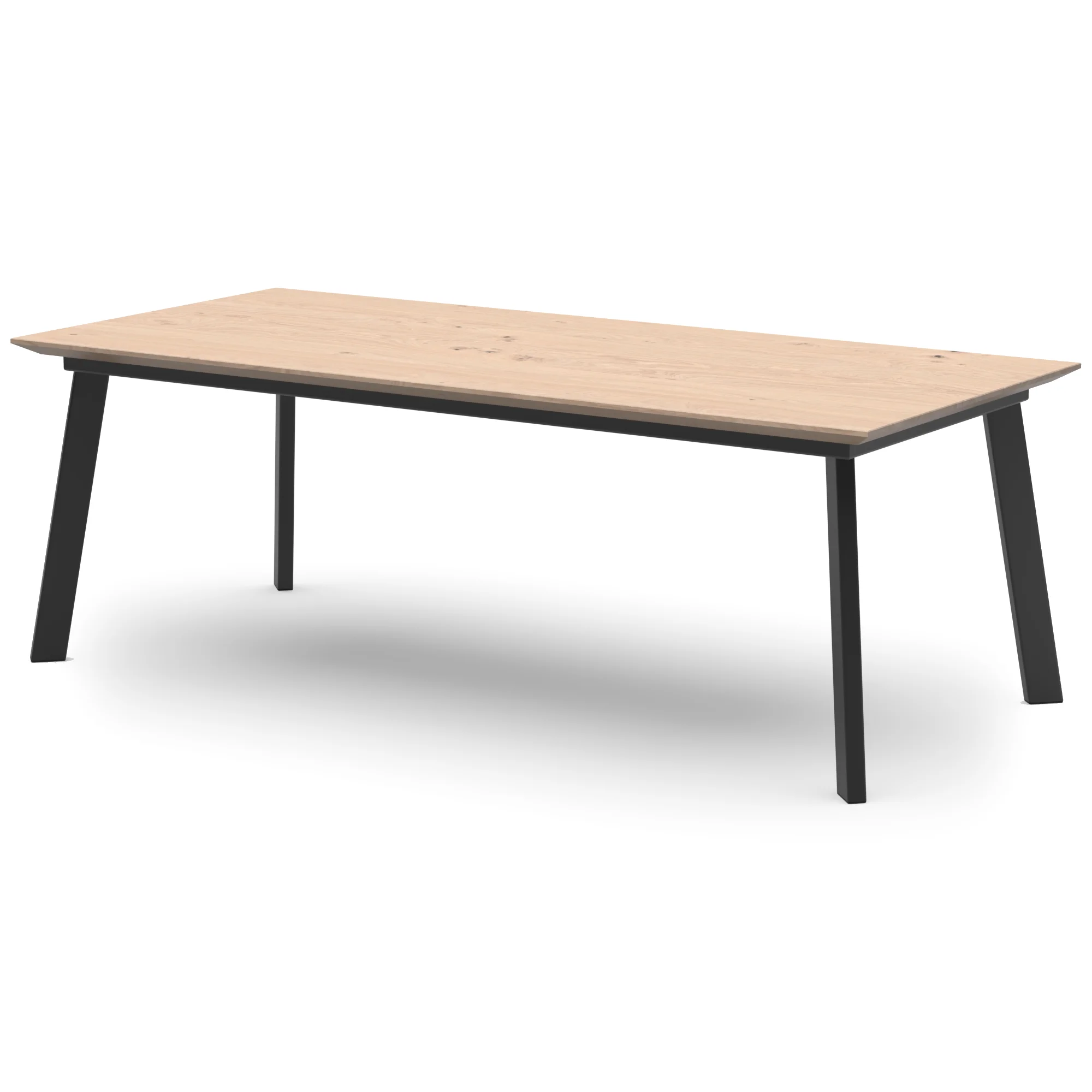 Rechthoekige eikenhouten tafel Brussel staal