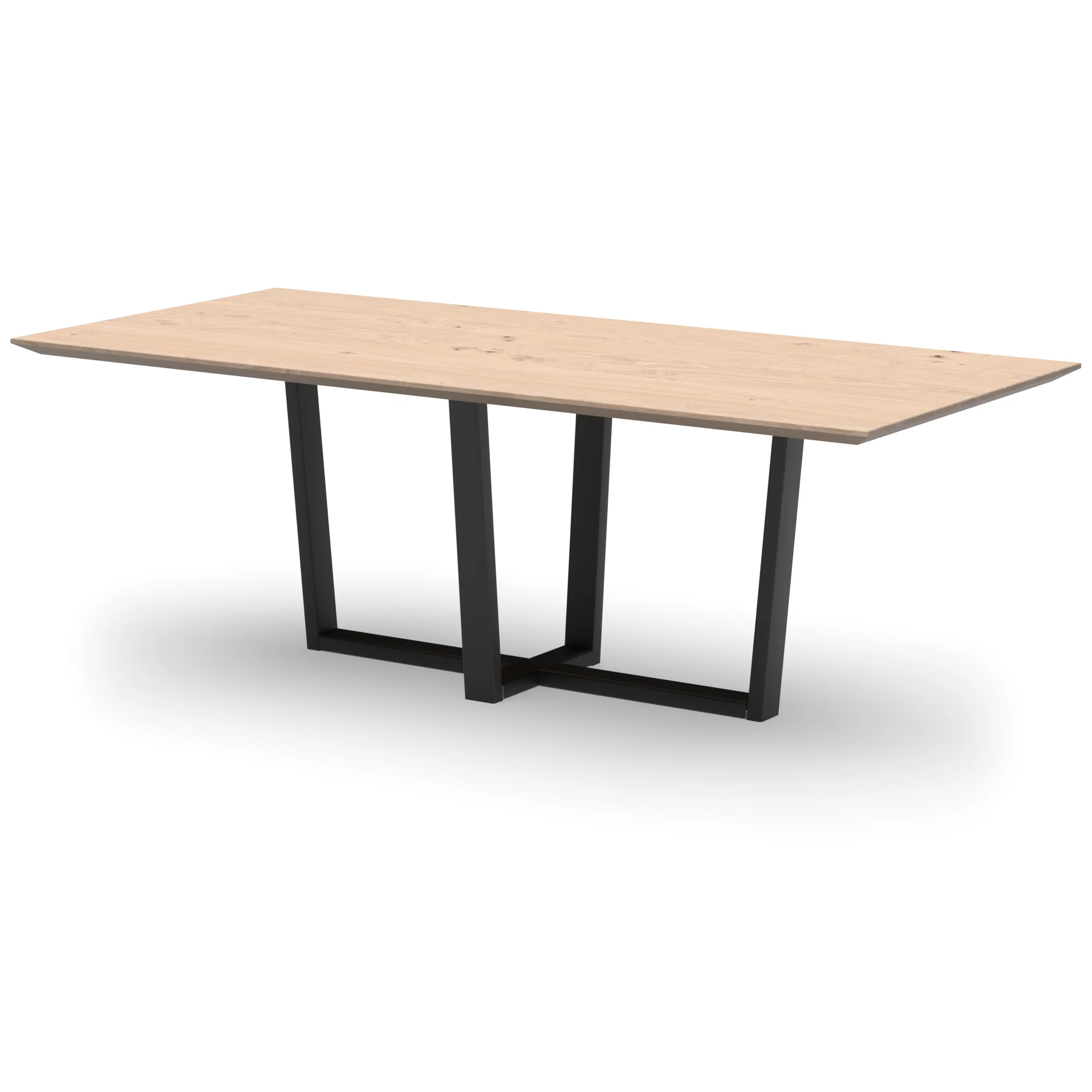 Rechthoekige eikenhouten tafel Geneve staal