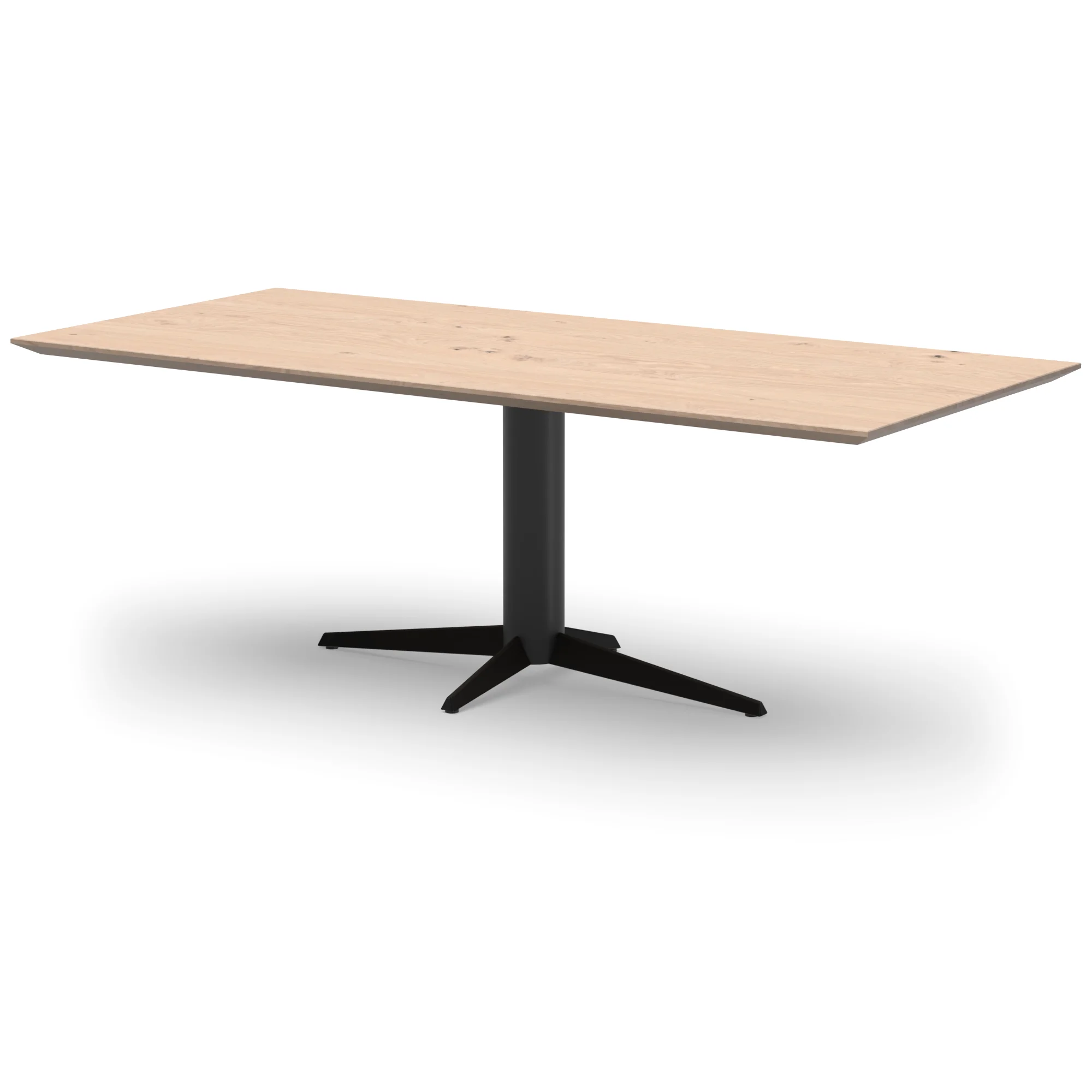 Rechthoekige eikenhouten tafel Londen staal