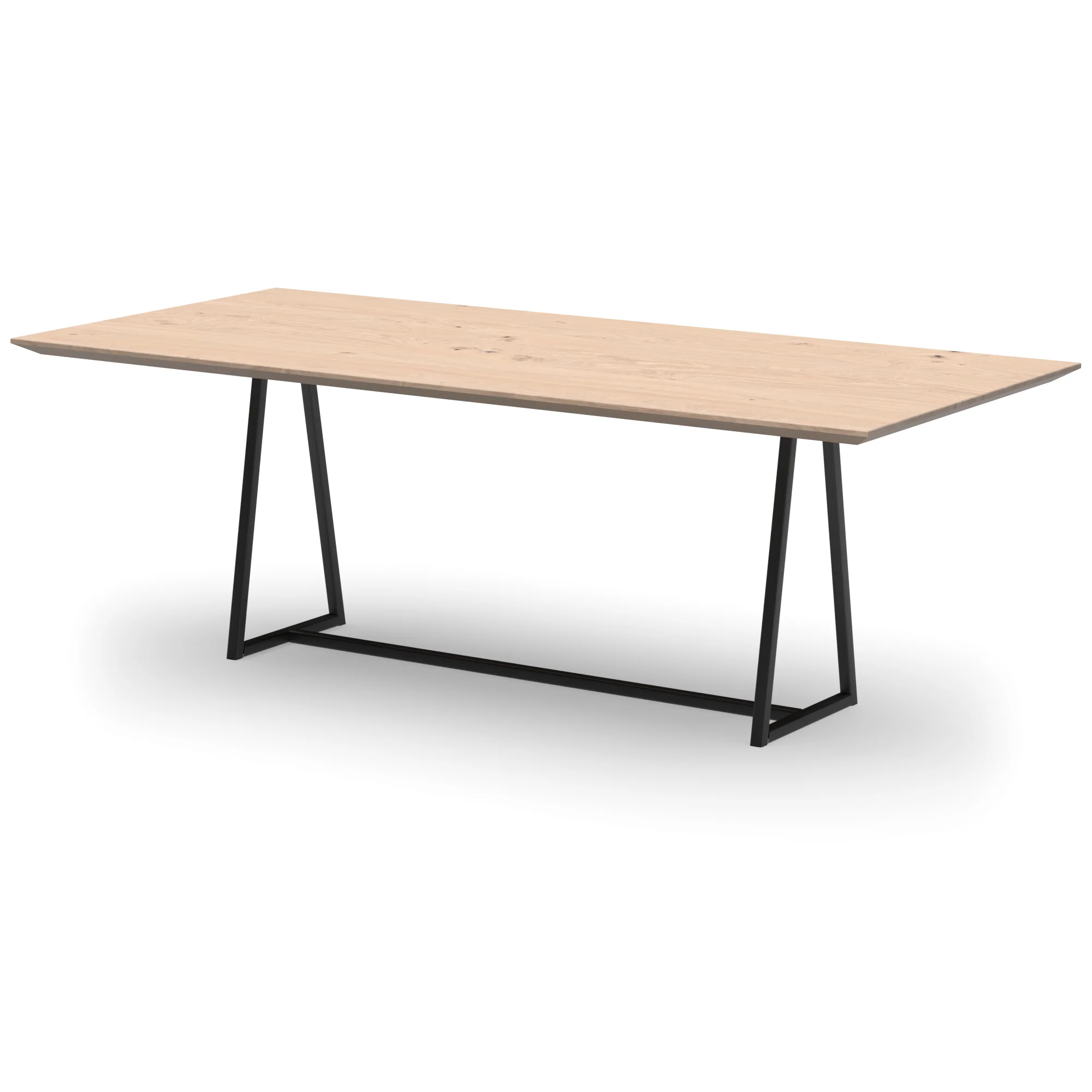 Rechthoekige eikenhouten tafel Monaco staal