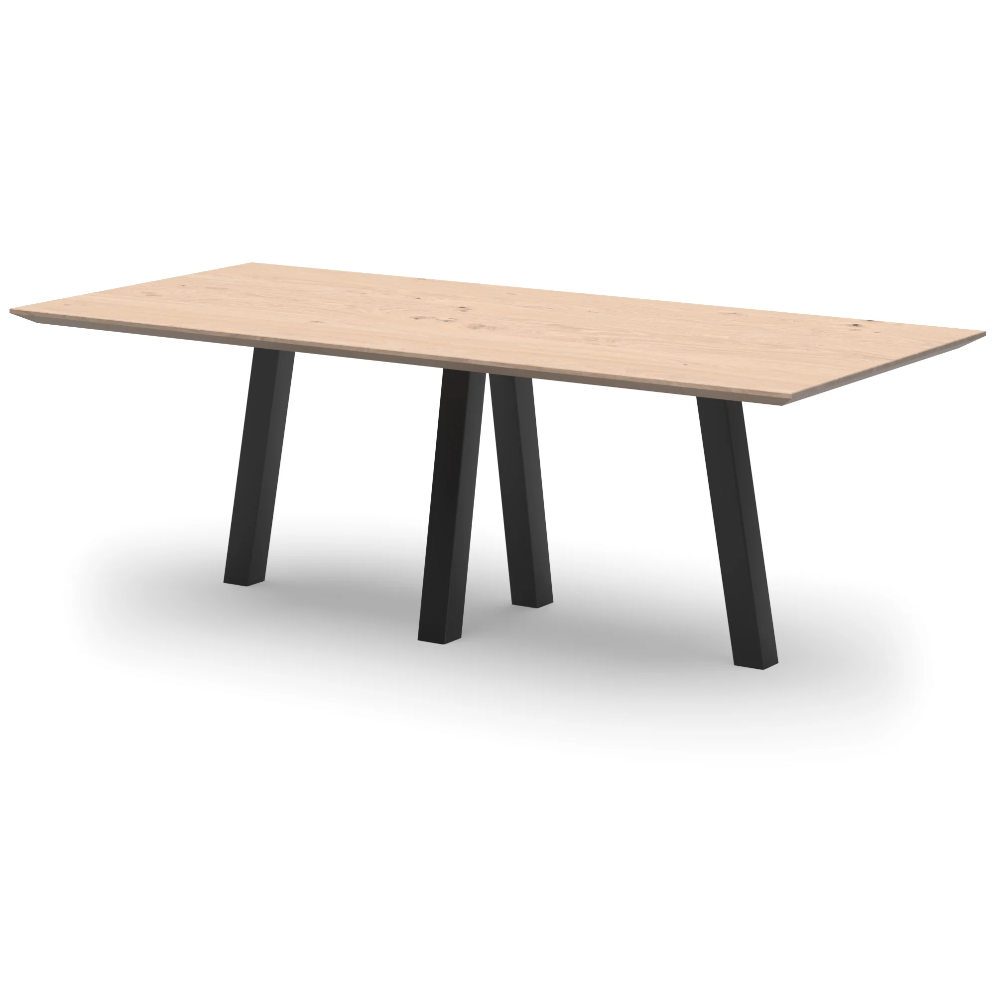 Rechthoekige eikenhouten tafel Praag staal