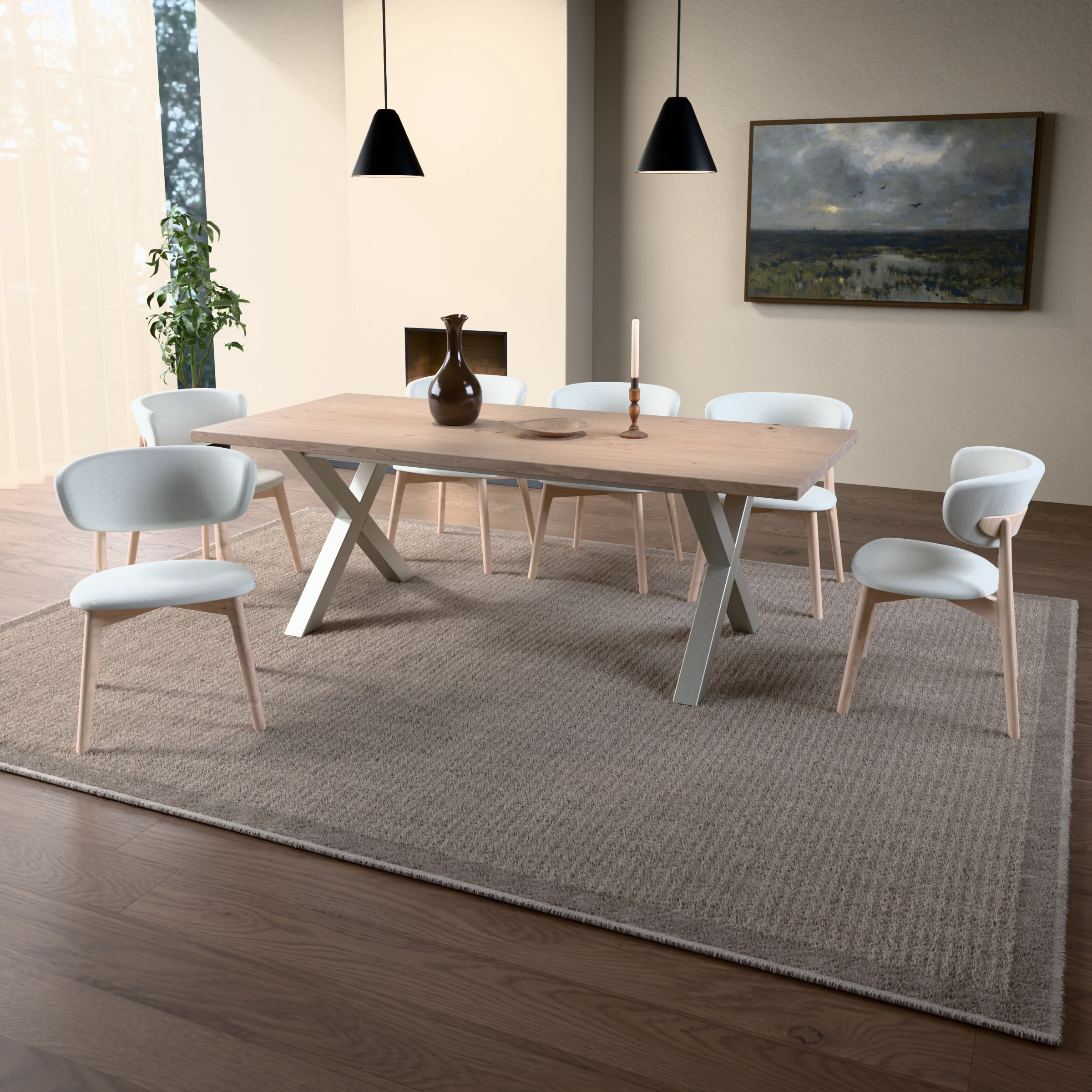 Rechthoekige eikenhouten tafel Sydney RVS — sfeerbeeld