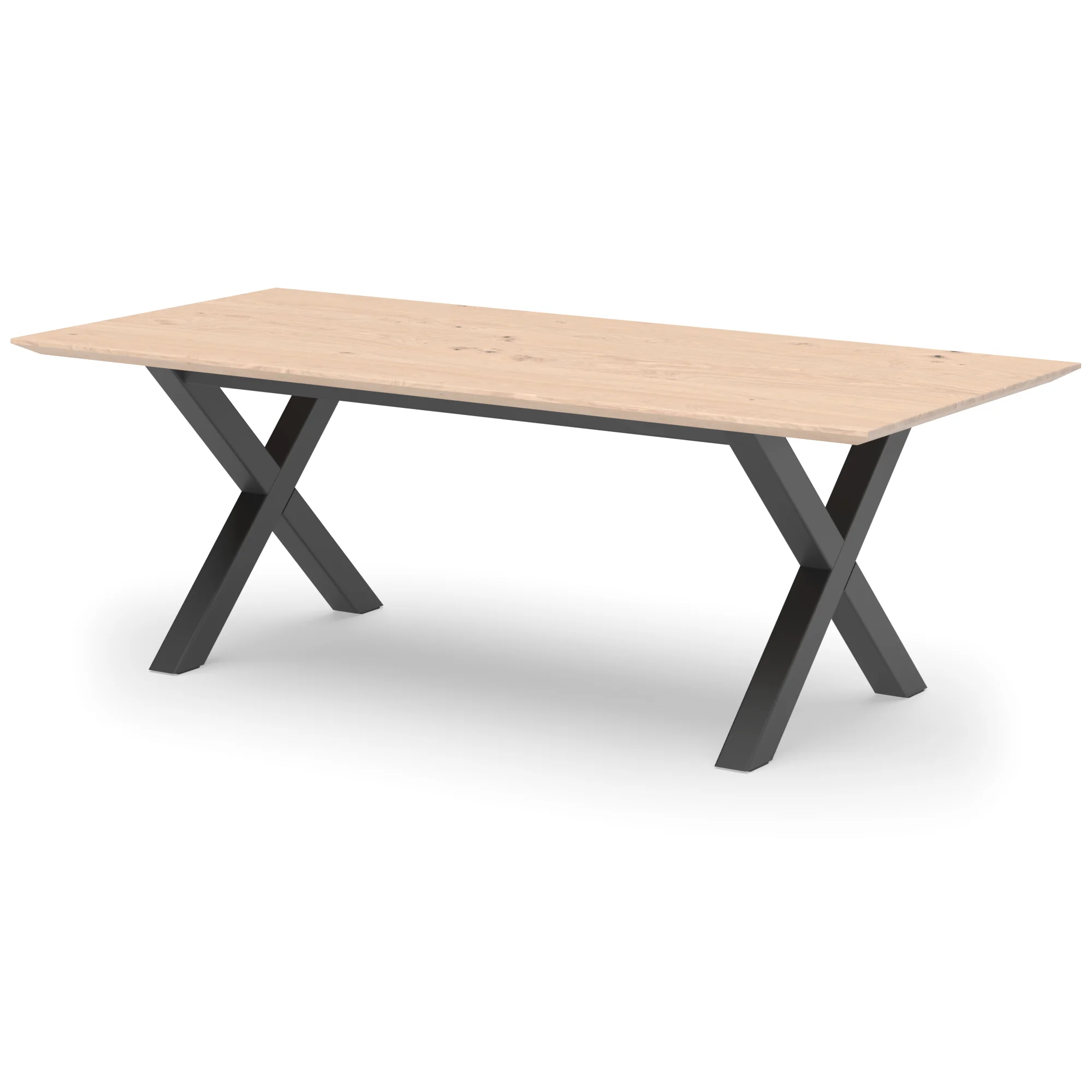 Rechthoekige eikenhouten tafel Sydney staal